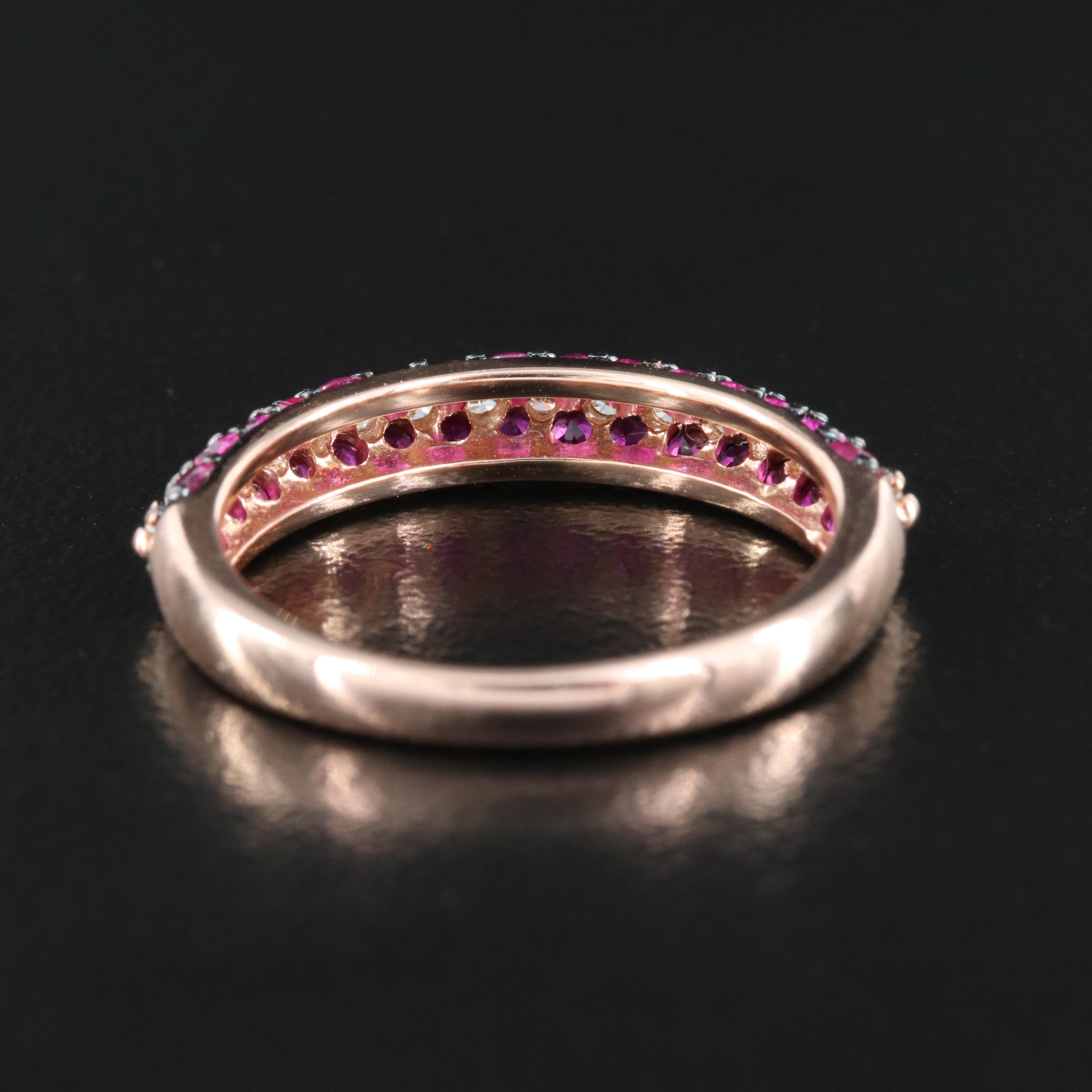 EFFY 14k Rose Gold, Multi-Row Ruby and Diamond Band