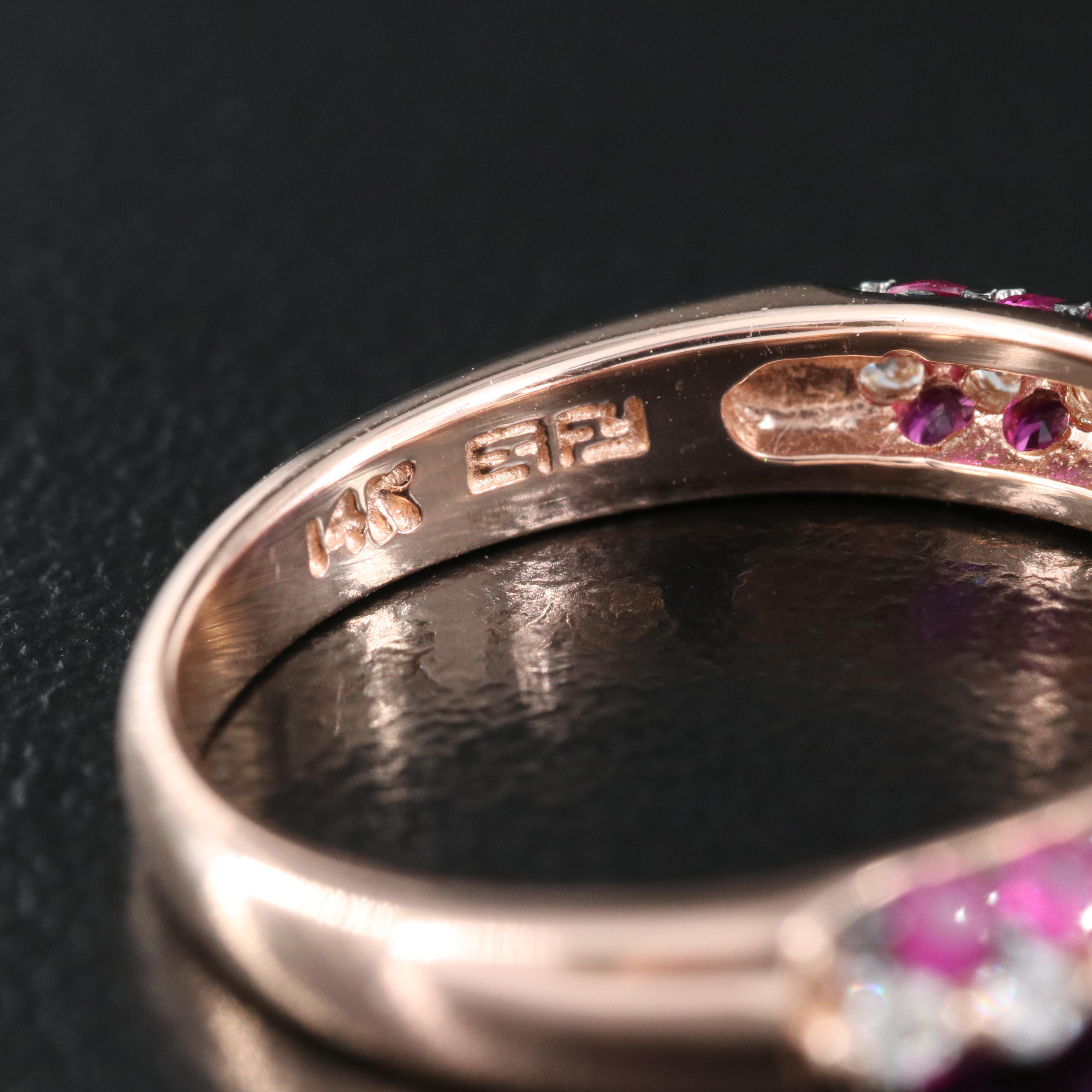 EFFY 14k Rose Gold, Multi-Row Ruby and Diamond Band