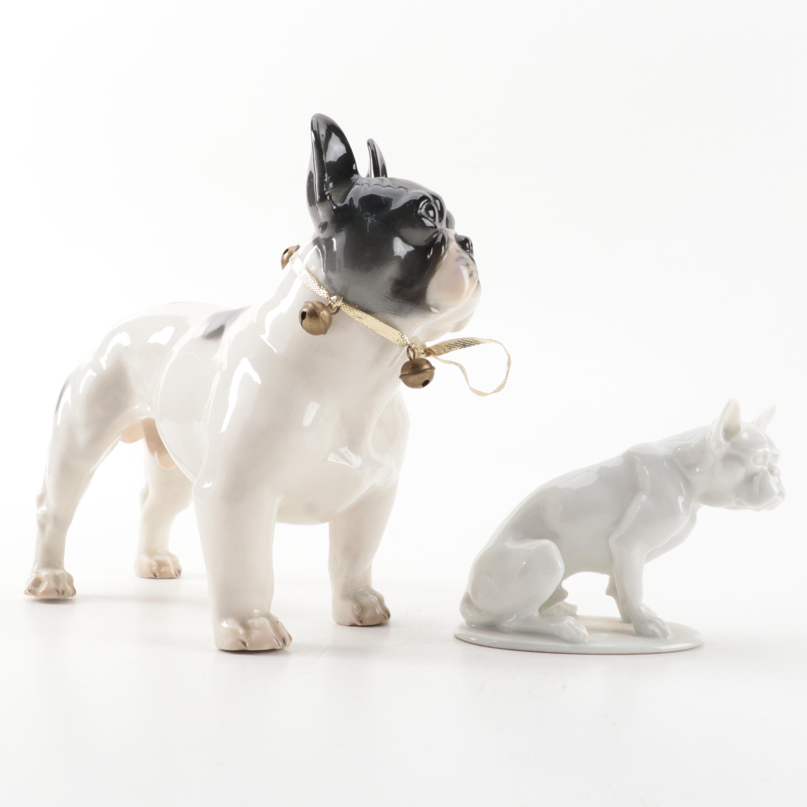 Rosenthal and Nymphenburg Porcelain French Bulldog Figures