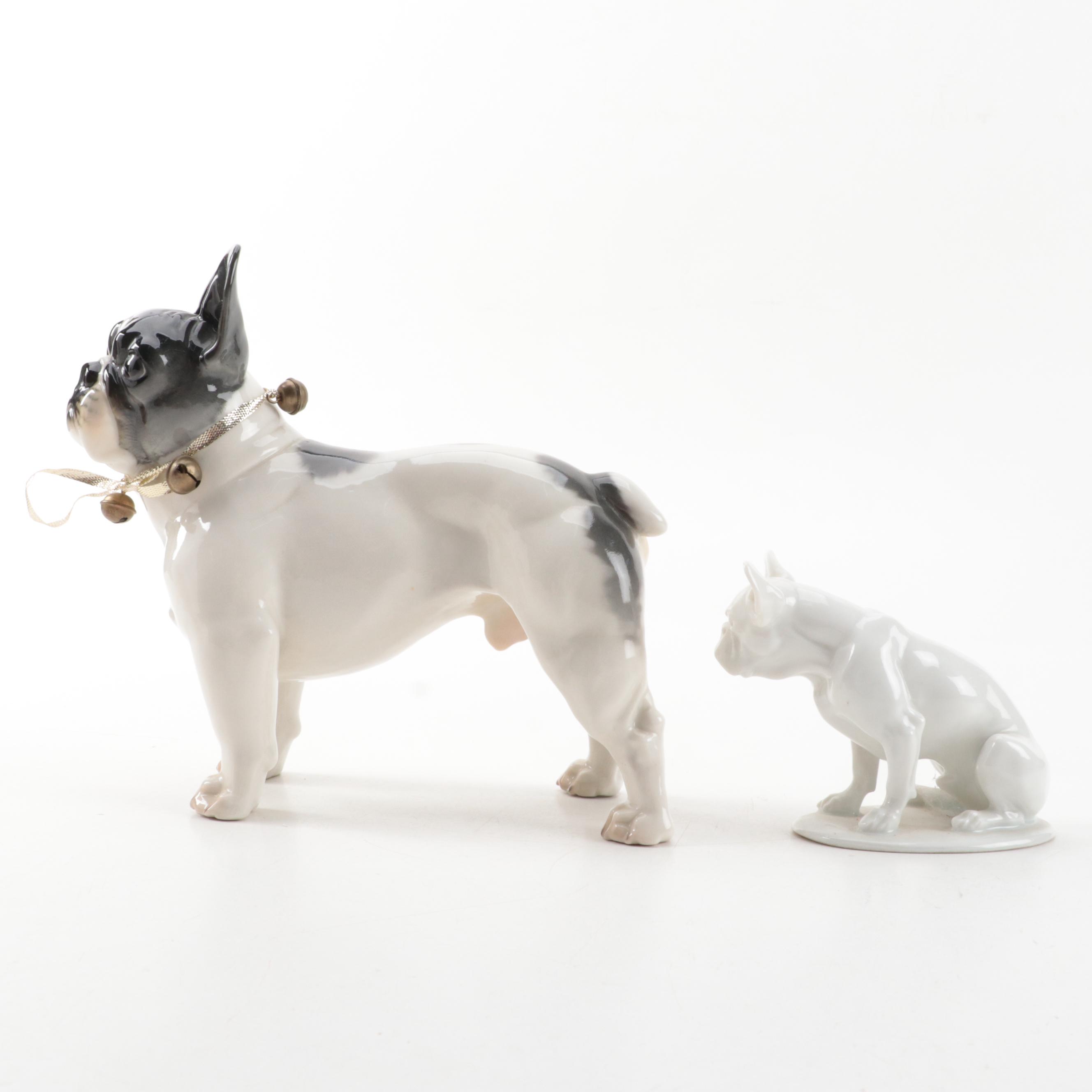Rosenthal and Nymphenburg Porcelain French Bulldog Figures