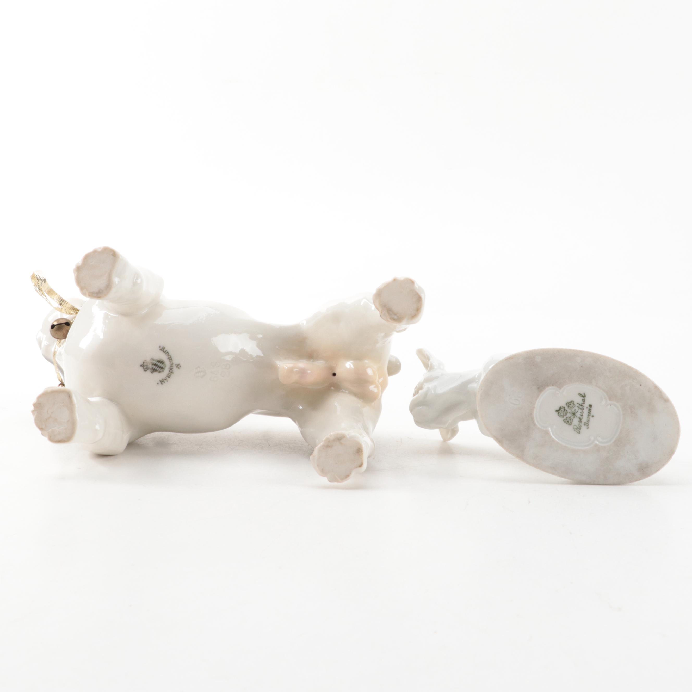 Rosenthal and Nymphenburg Porcelain French Bulldog Figures