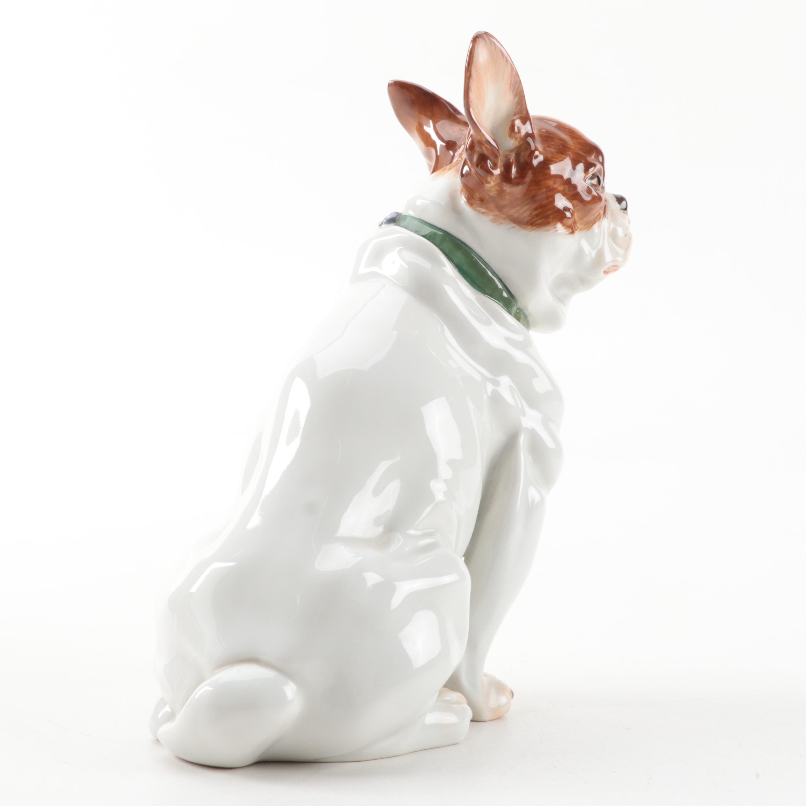 Meissen Hand-Painted Porcelain French Bulldog Figure