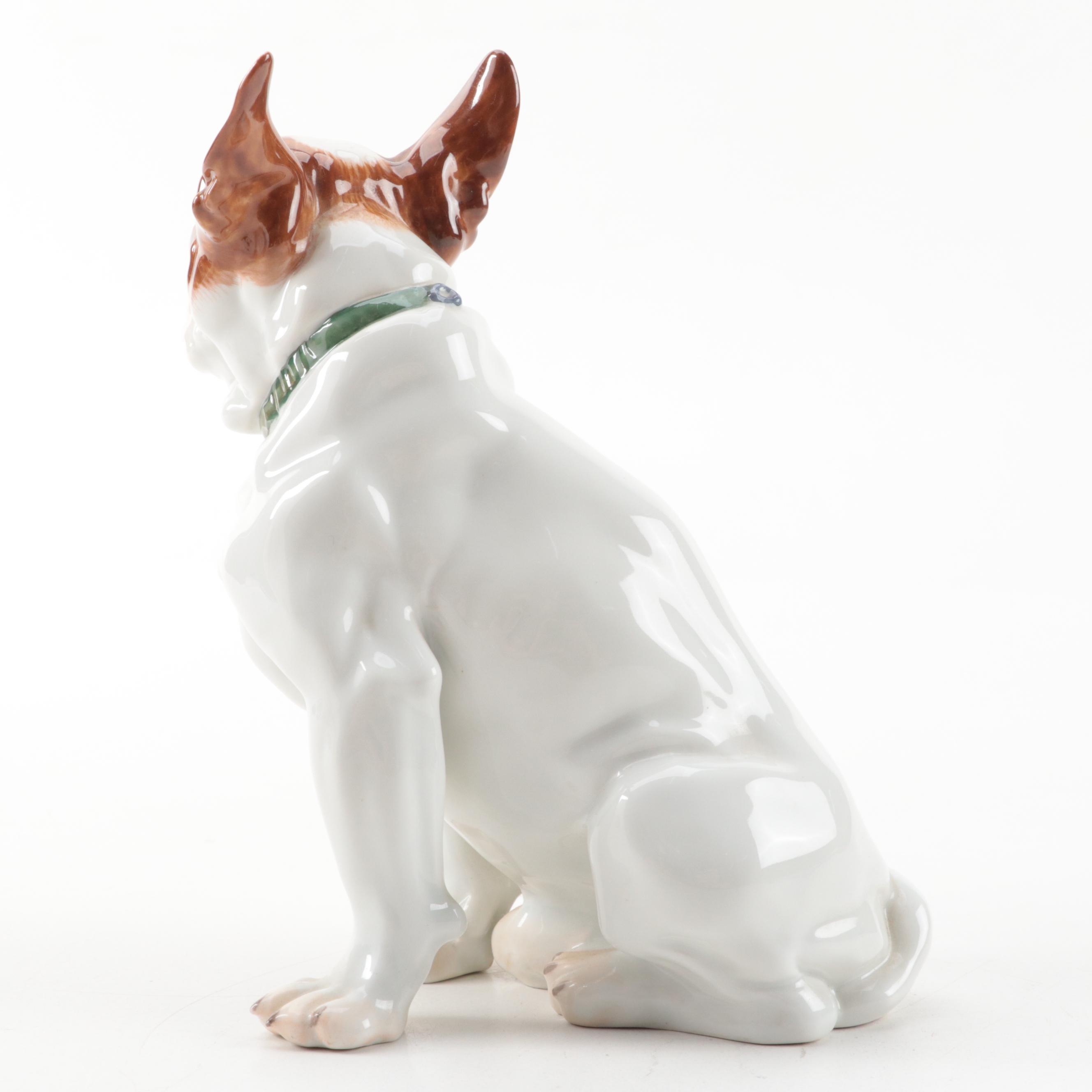Meissen Hand-Painted Porcelain French Bulldog Figure