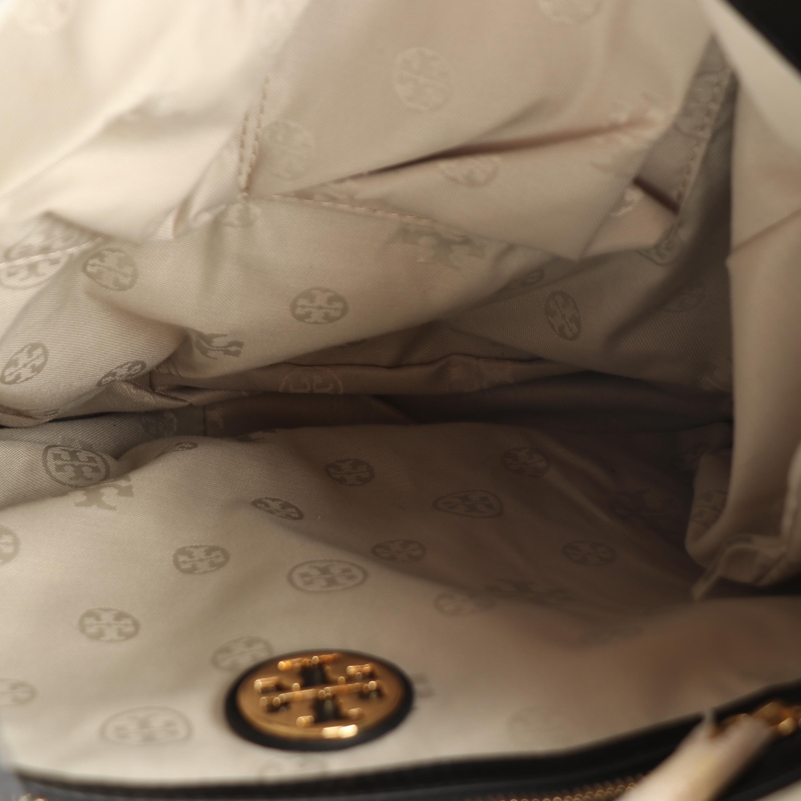 Tory Burch Dena Hobo Bag in Black Crinkled Calfskin Leather