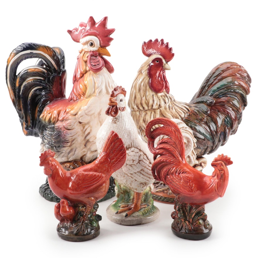 Blue Sky, Grasslands Road and Other Ceramic Rooster Figures