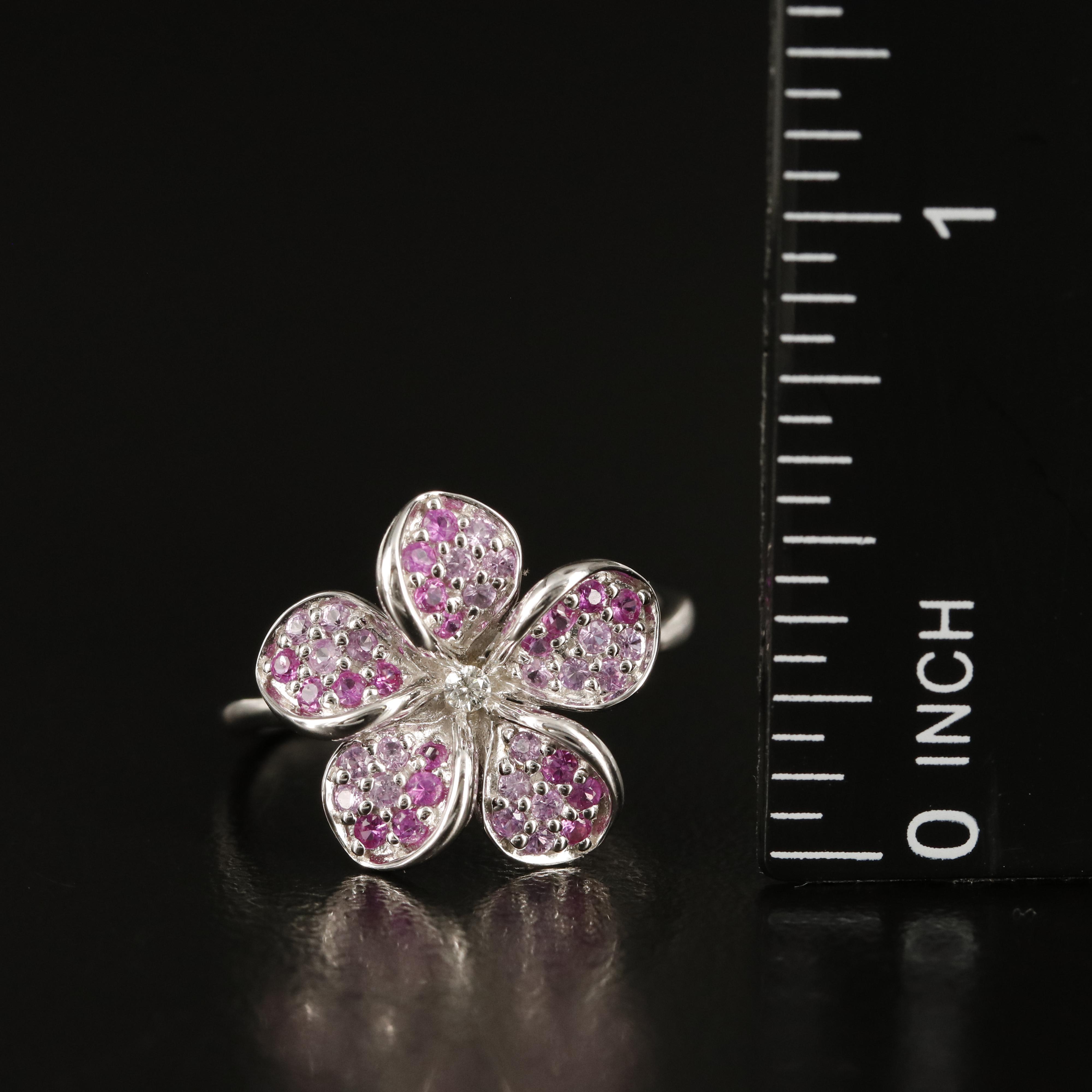 EFFY 14K Pavé Diamond, Sapphire and Ruby Flower Ring