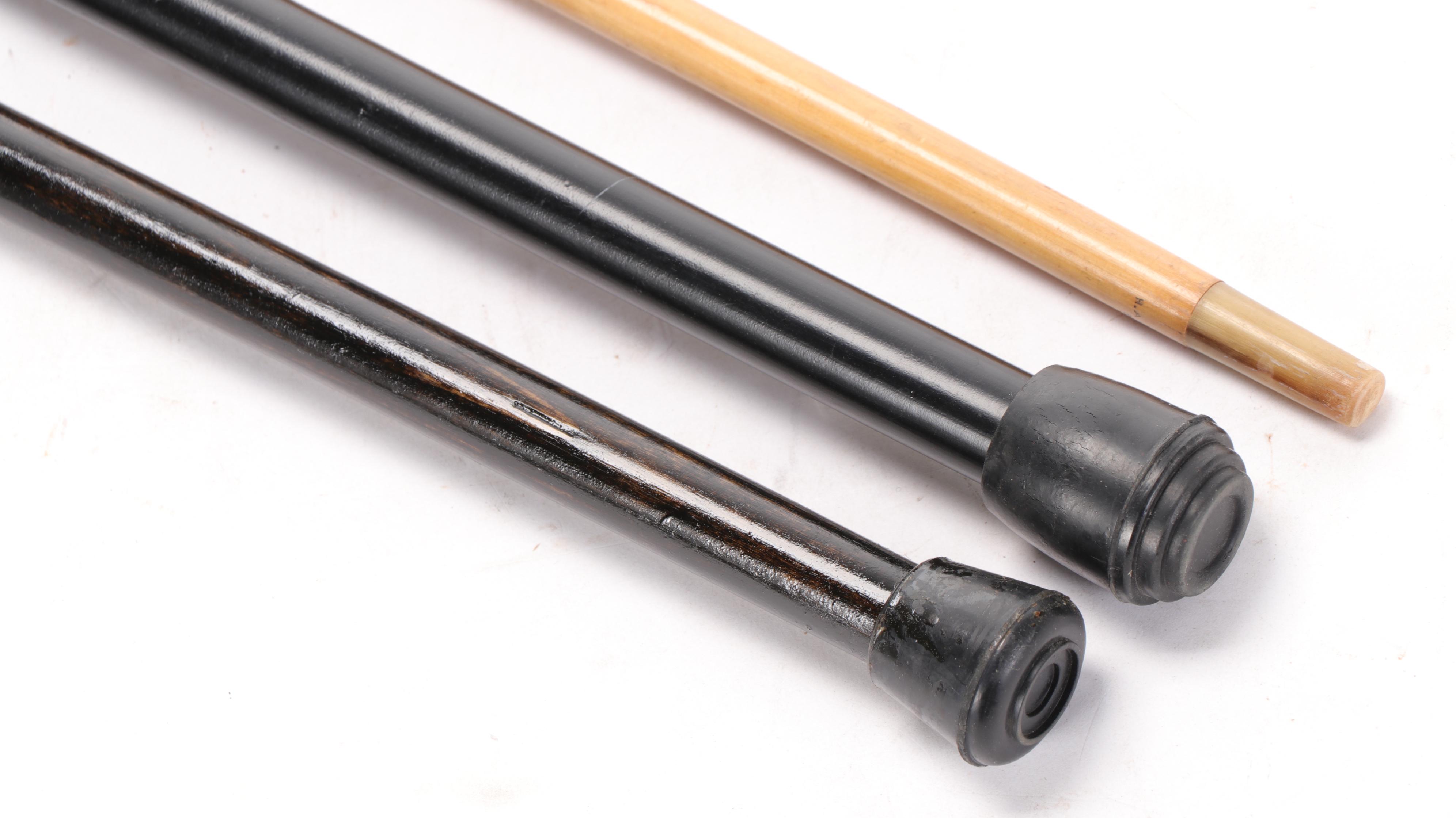 Black Lacquered and Gold Filled Late Victorian Walking Stick and Other Canes