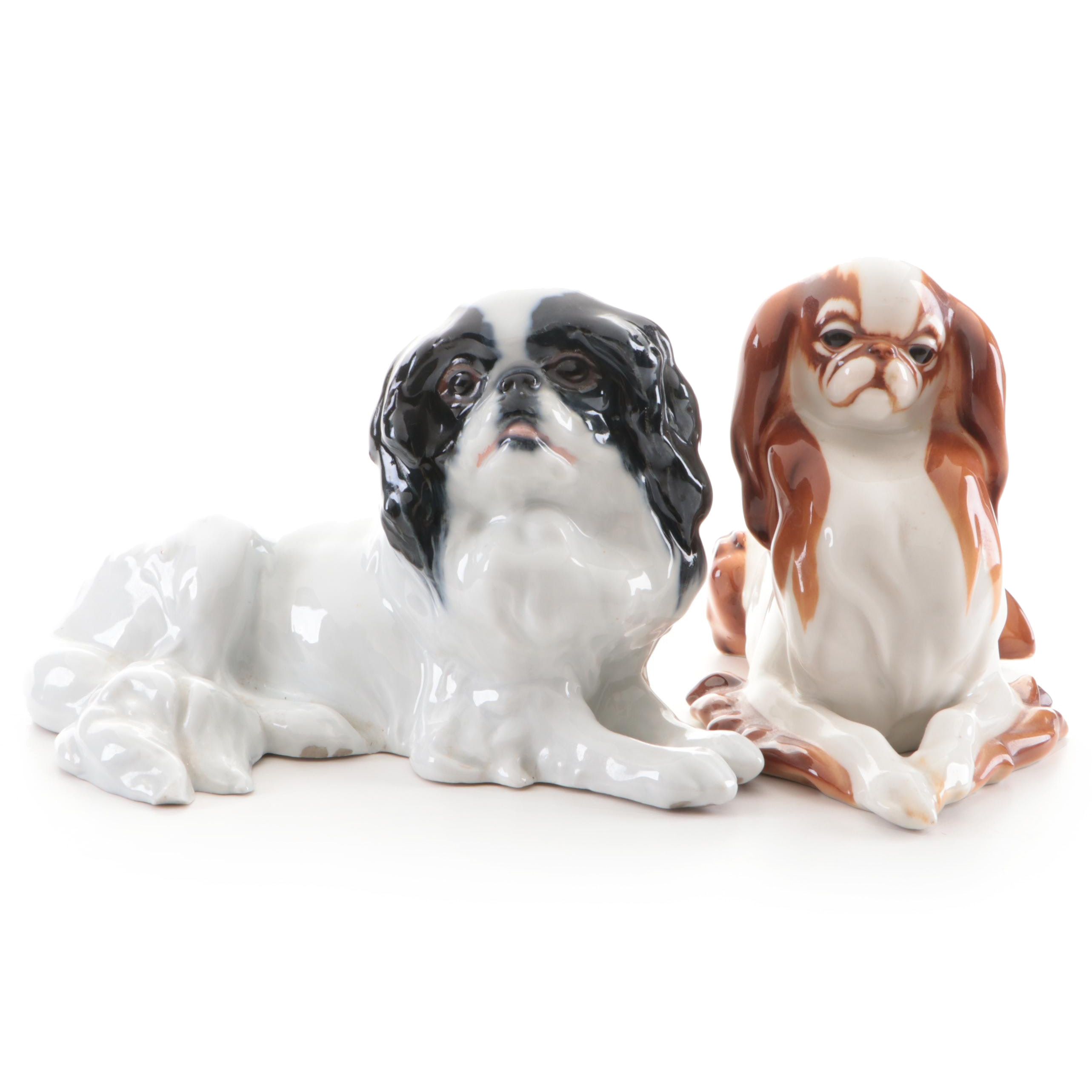 Meissen and Hutschenreuther Porcelain Japanese Chin Figurines, 20th Century