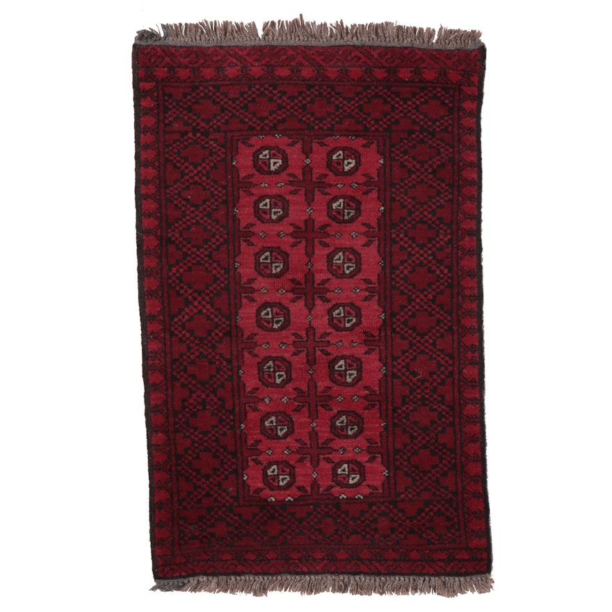 2'6 x 4'3 Hand-Knotted Afghan Baluch Accent Rug