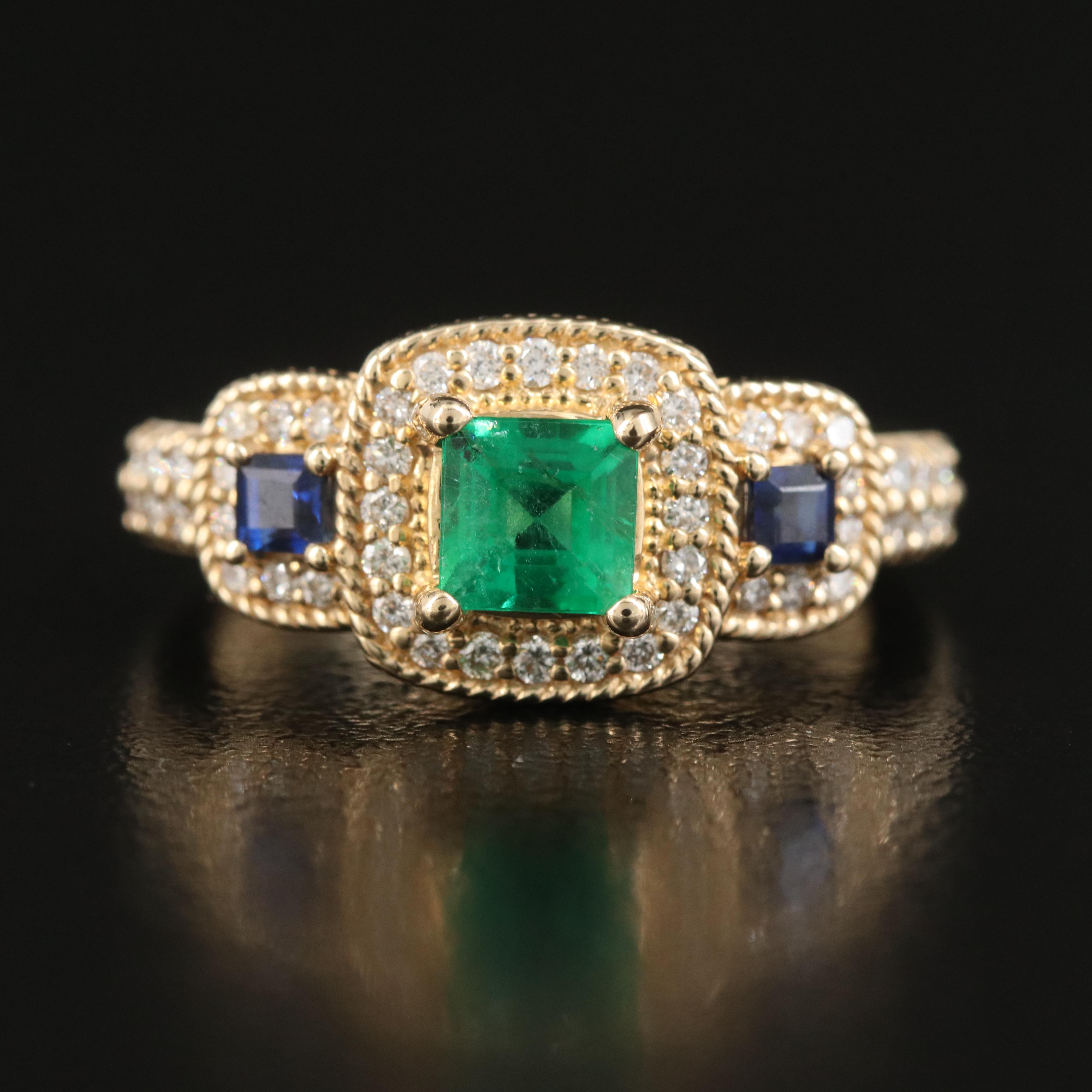 EFFY 14K Emerald, Sapphire and Diamond Ring