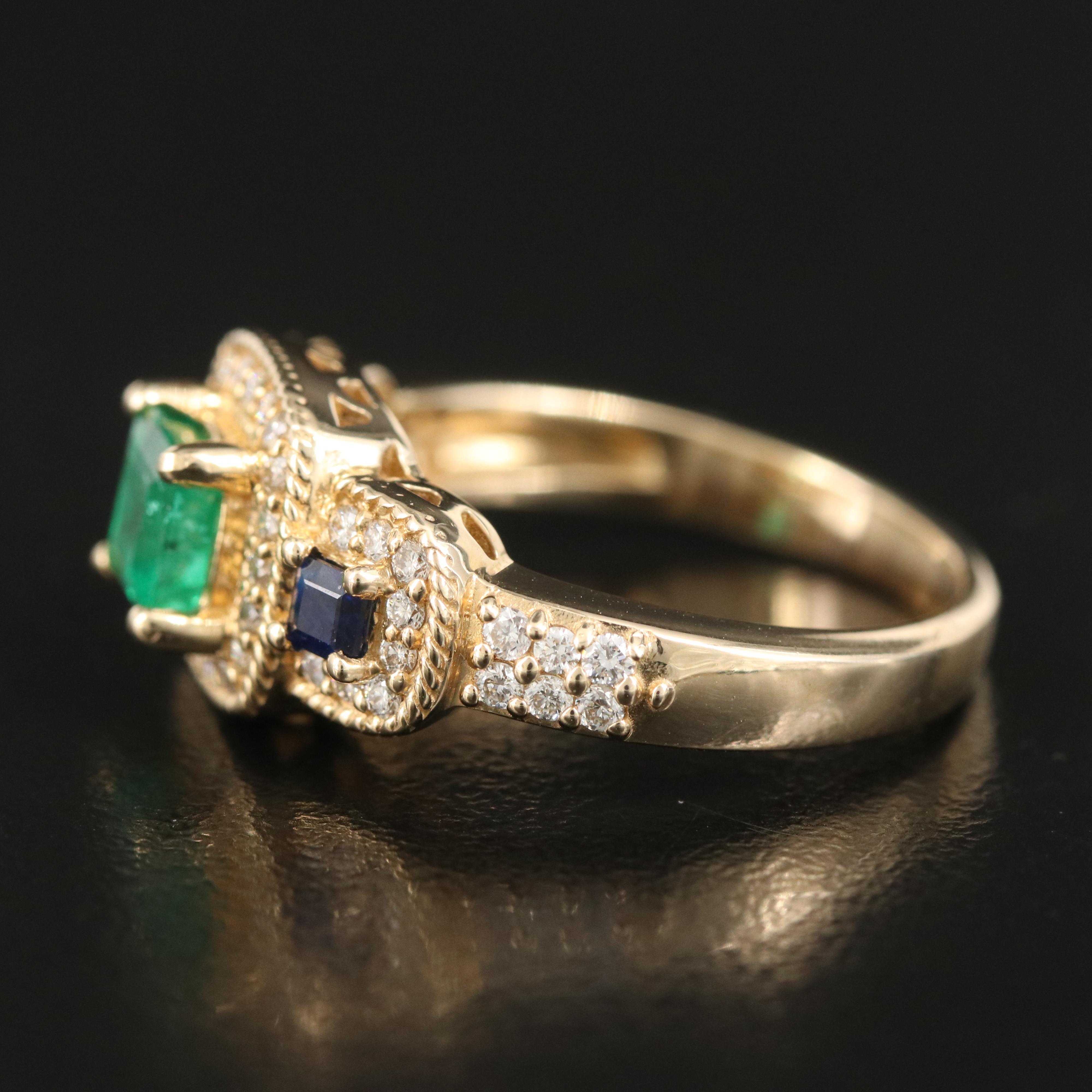 EFFY 14K Emerald, Sapphire and Diamond Ring