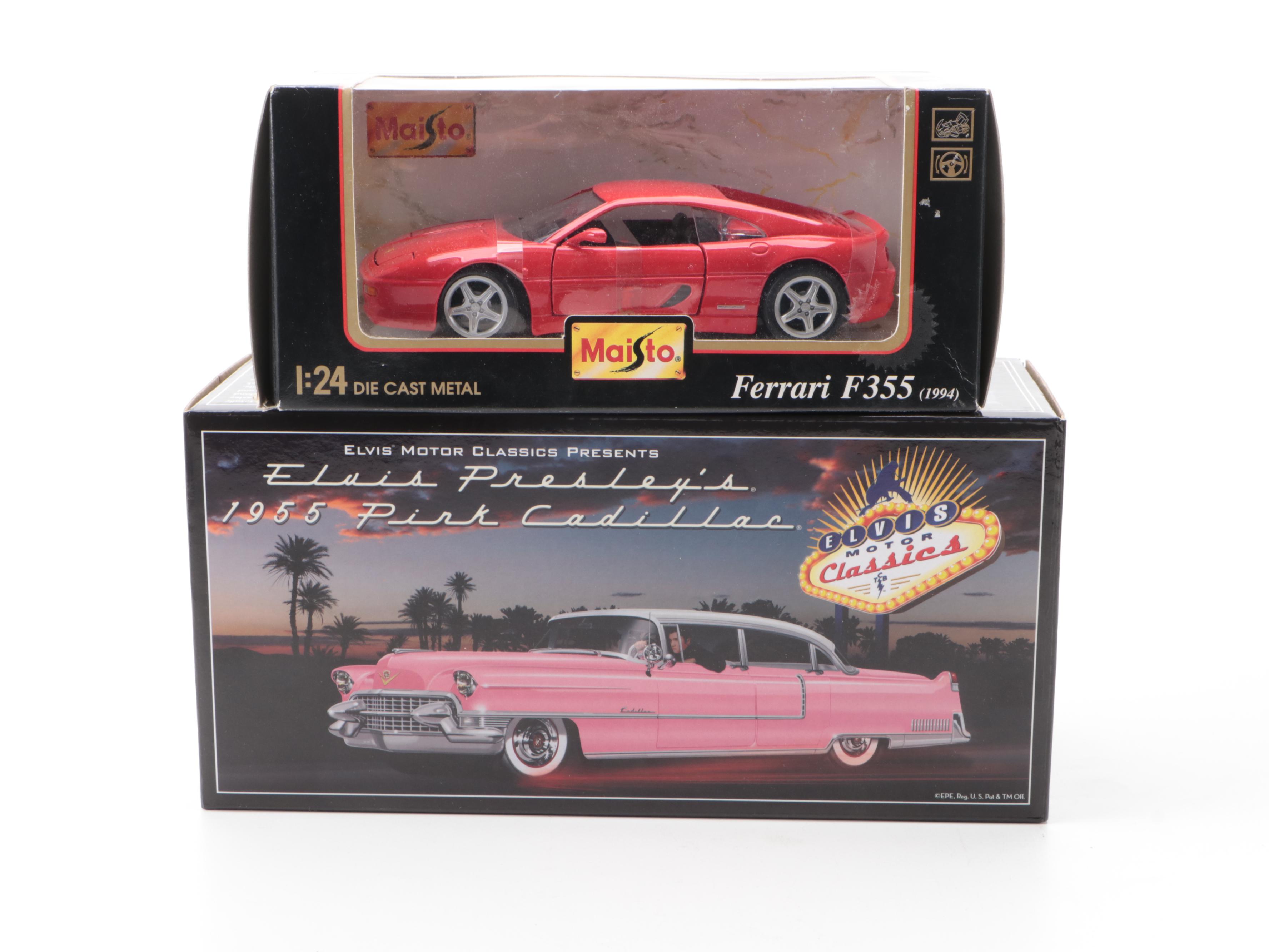 Elvis Motor Classics 1955 Pink Cadillac and Other Diecast Toy Cars