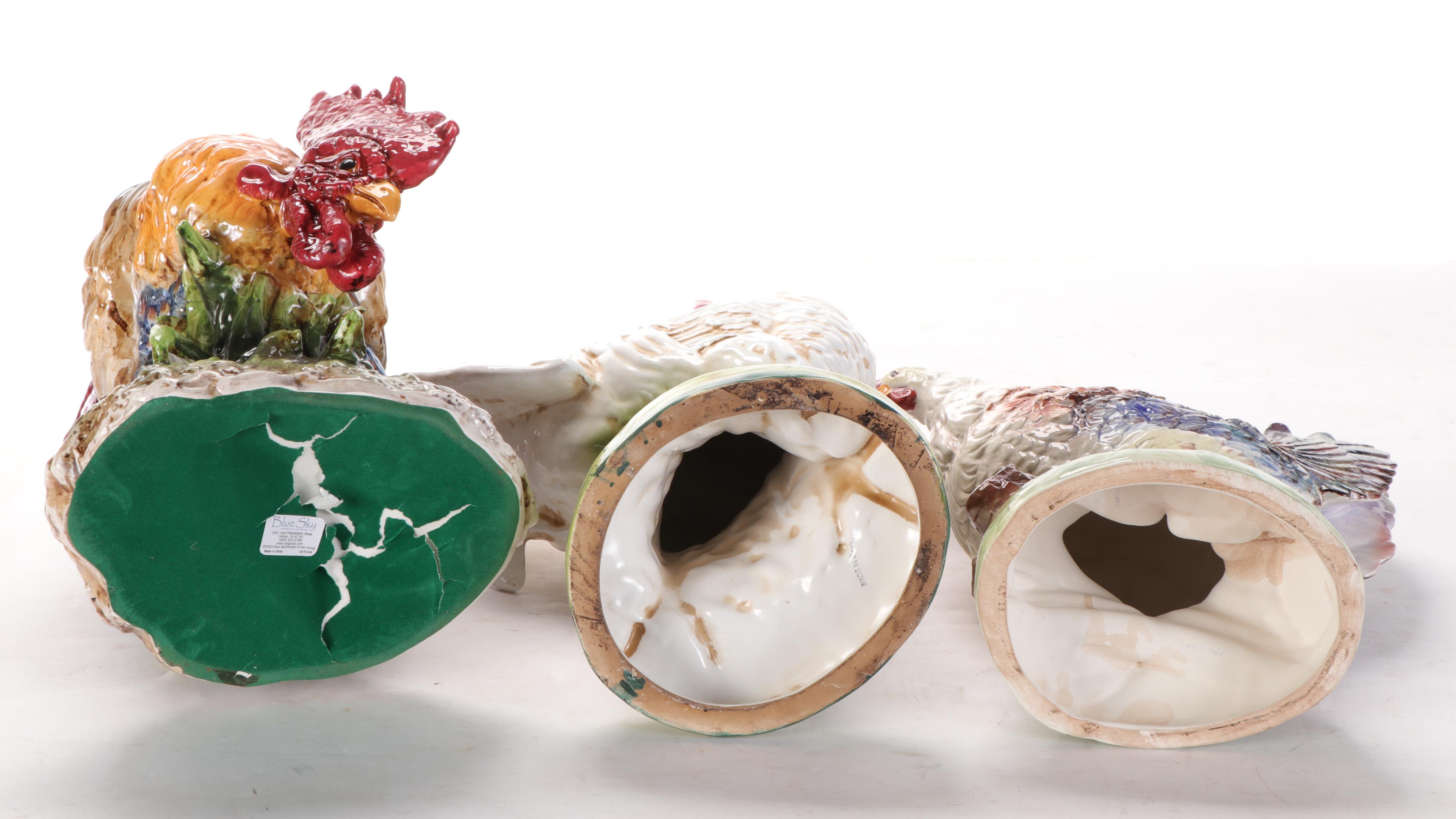 Blue Sky and Other Ceramic Roosters