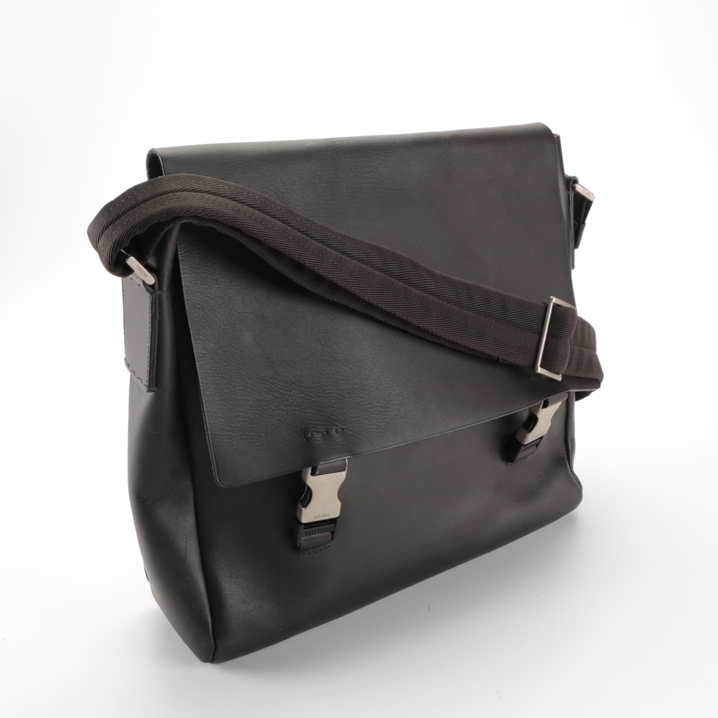 Prada Messenger Bag in Dark Brown Leather