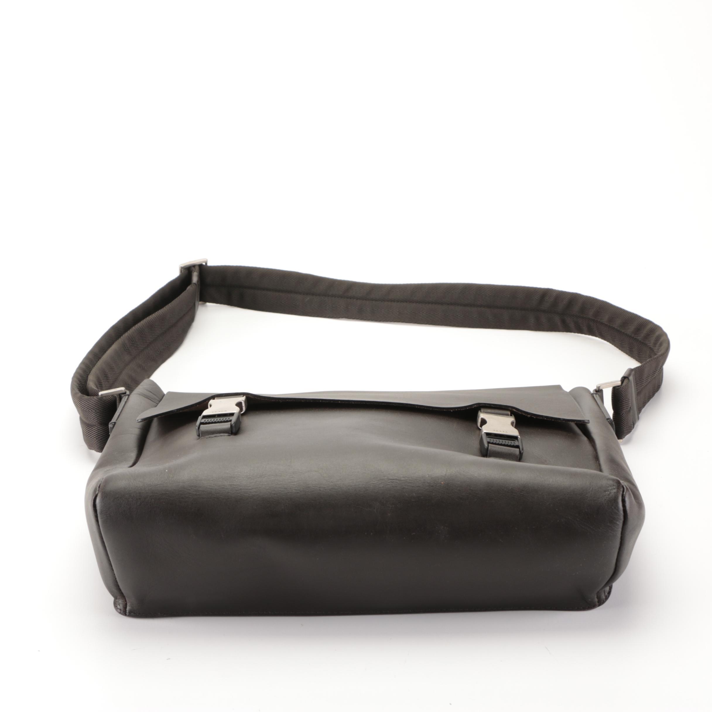 Prada Messenger Bag in Dark Brown Leather