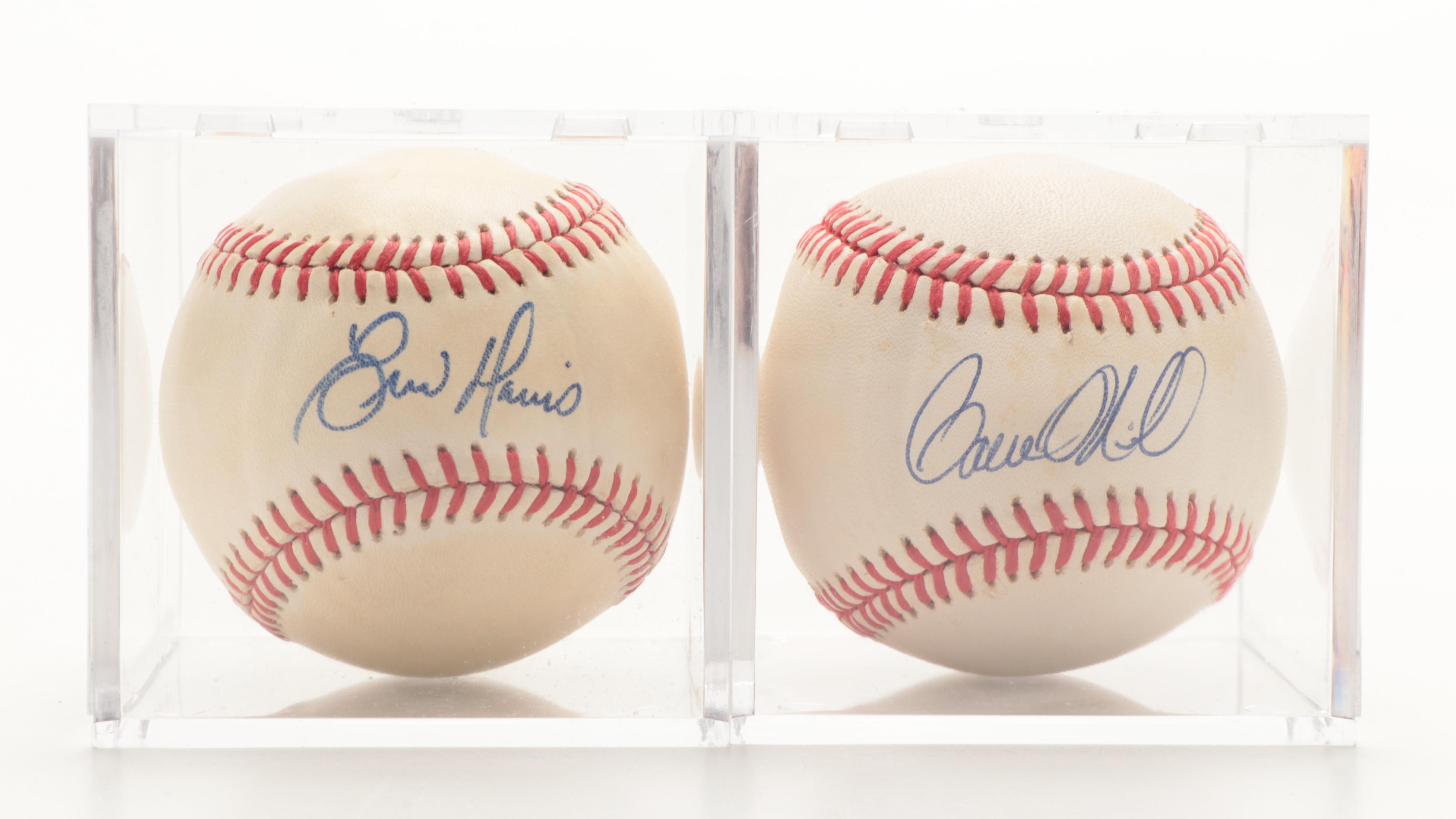 Eric Davis, Paul O'Neill Signed Baseballs, 1990 NL Championship Ticket