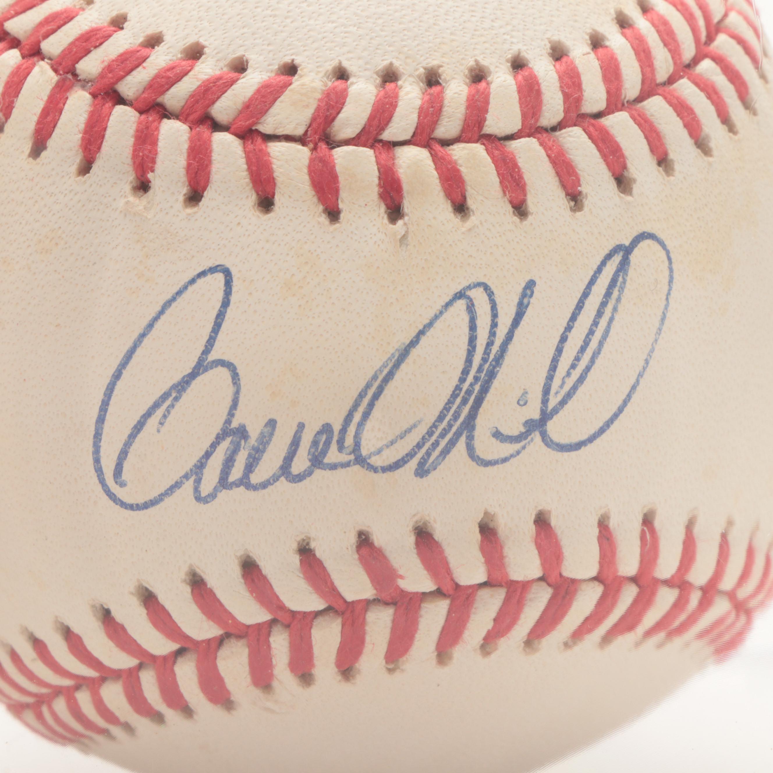 Eric Davis, Paul O'Neill Signed Baseballs, 1990 NL Championship Ticket