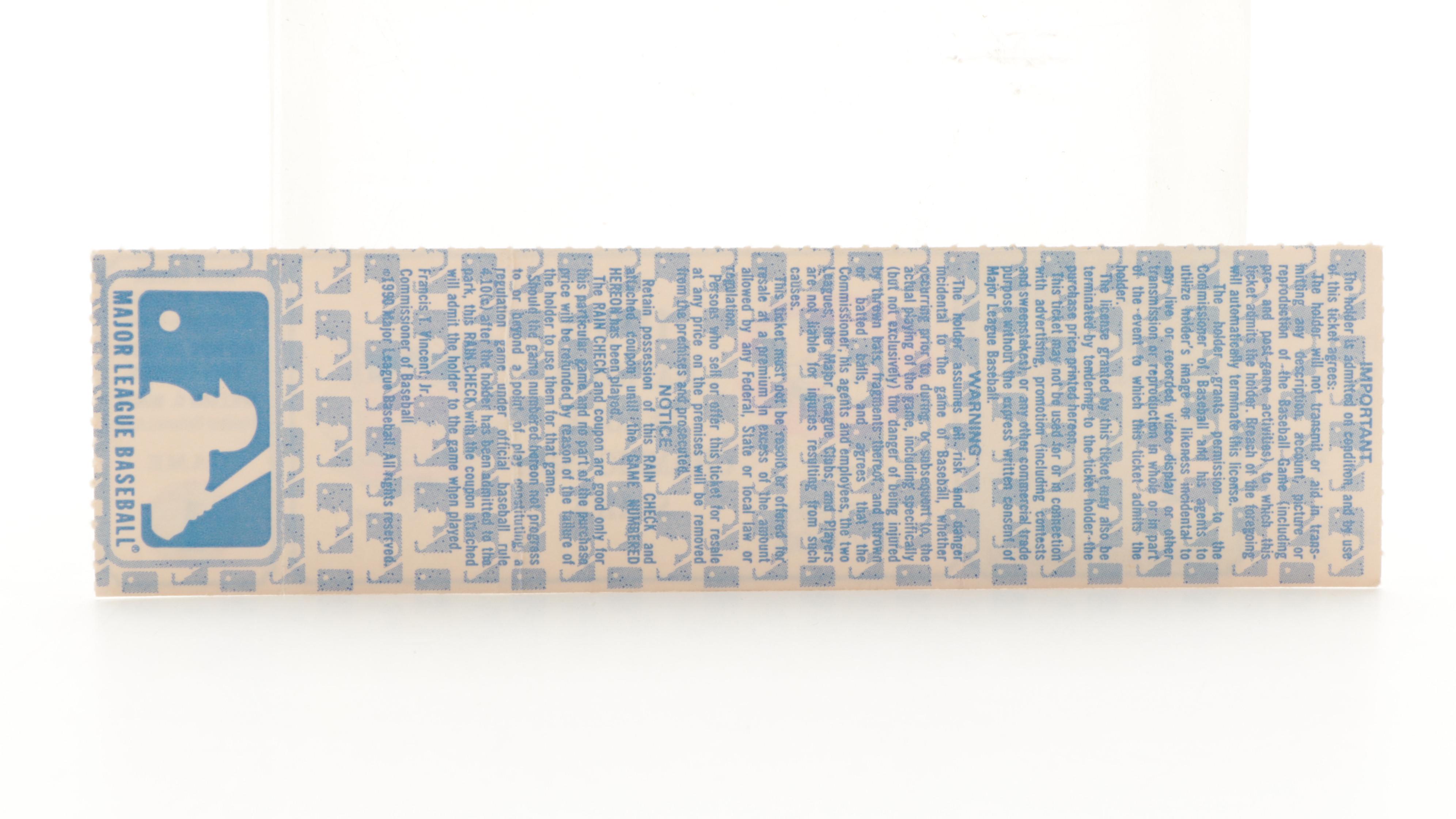 Eric Davis, Paul O'Neill Signed Baseballs, 1990 NL Championship Ticket