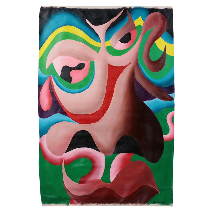 Ricardo Cobian Large-Scale Oil Painting of Abstract Face, 2021