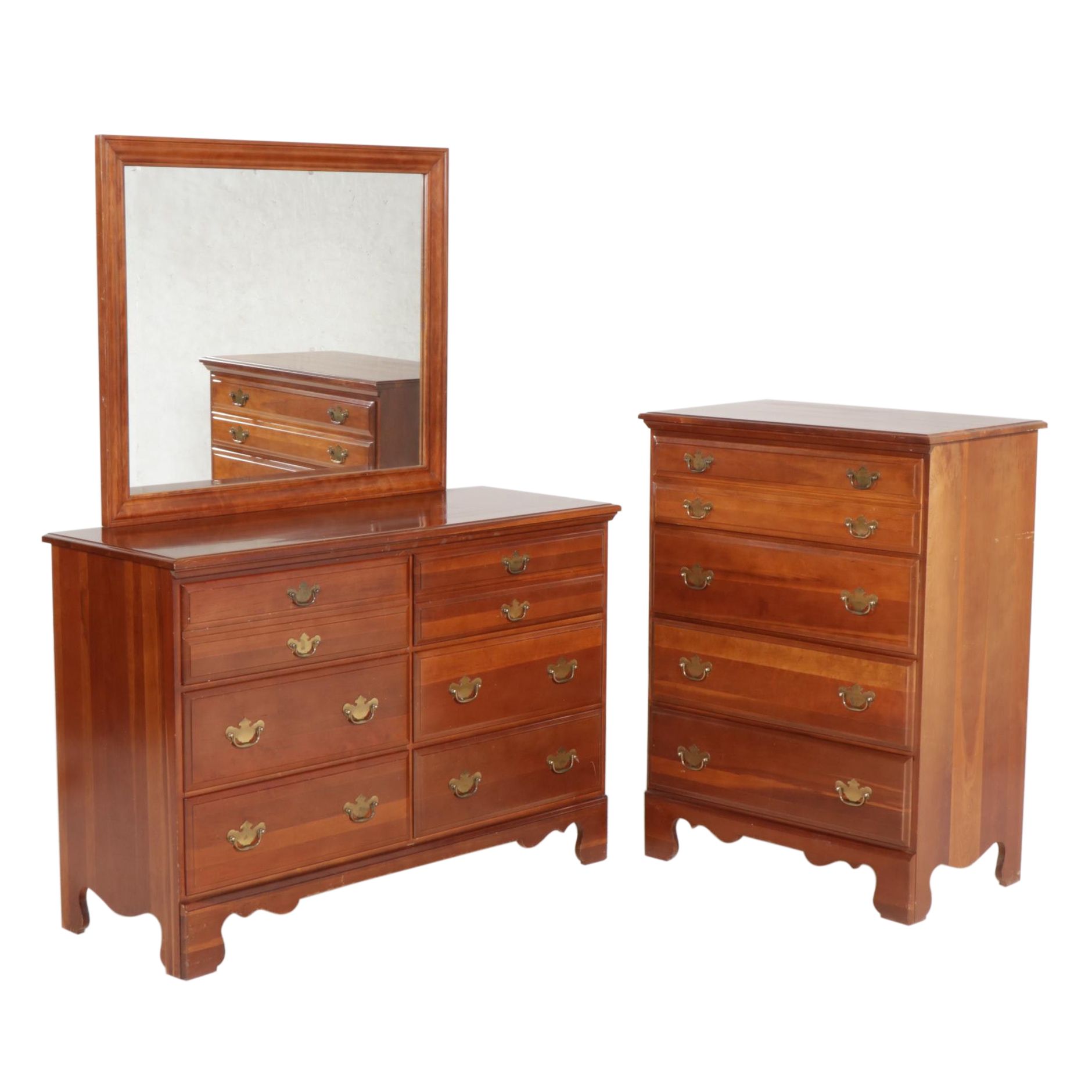 Hungerford Memphis Chippendale Style Cherry Dresser and Chest of Drawers