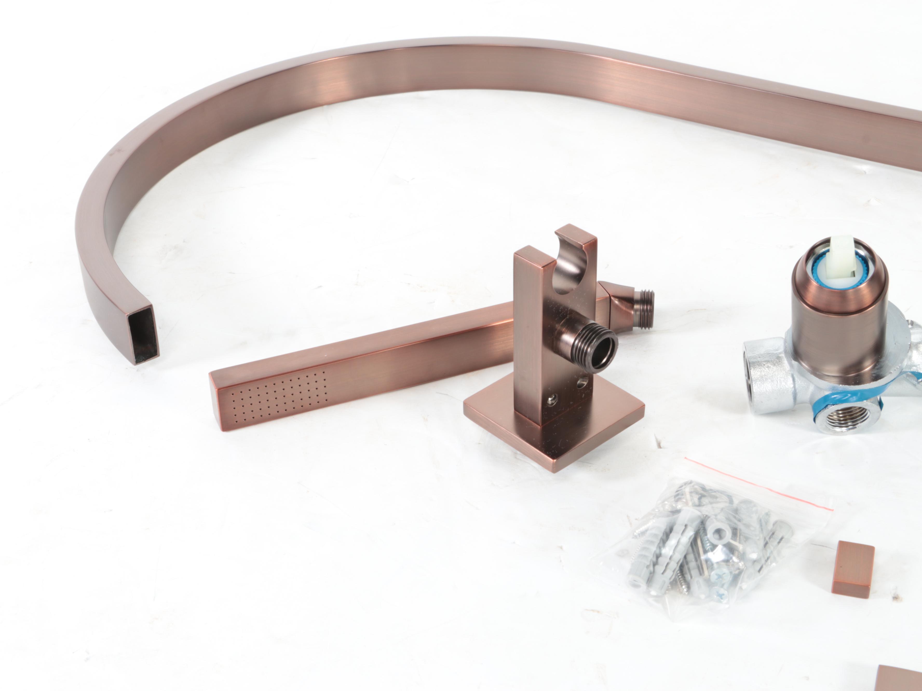 Oil Rubbed Bronze Gooseneck Freestanding Tub Faucet, Handheld Shower, Valve