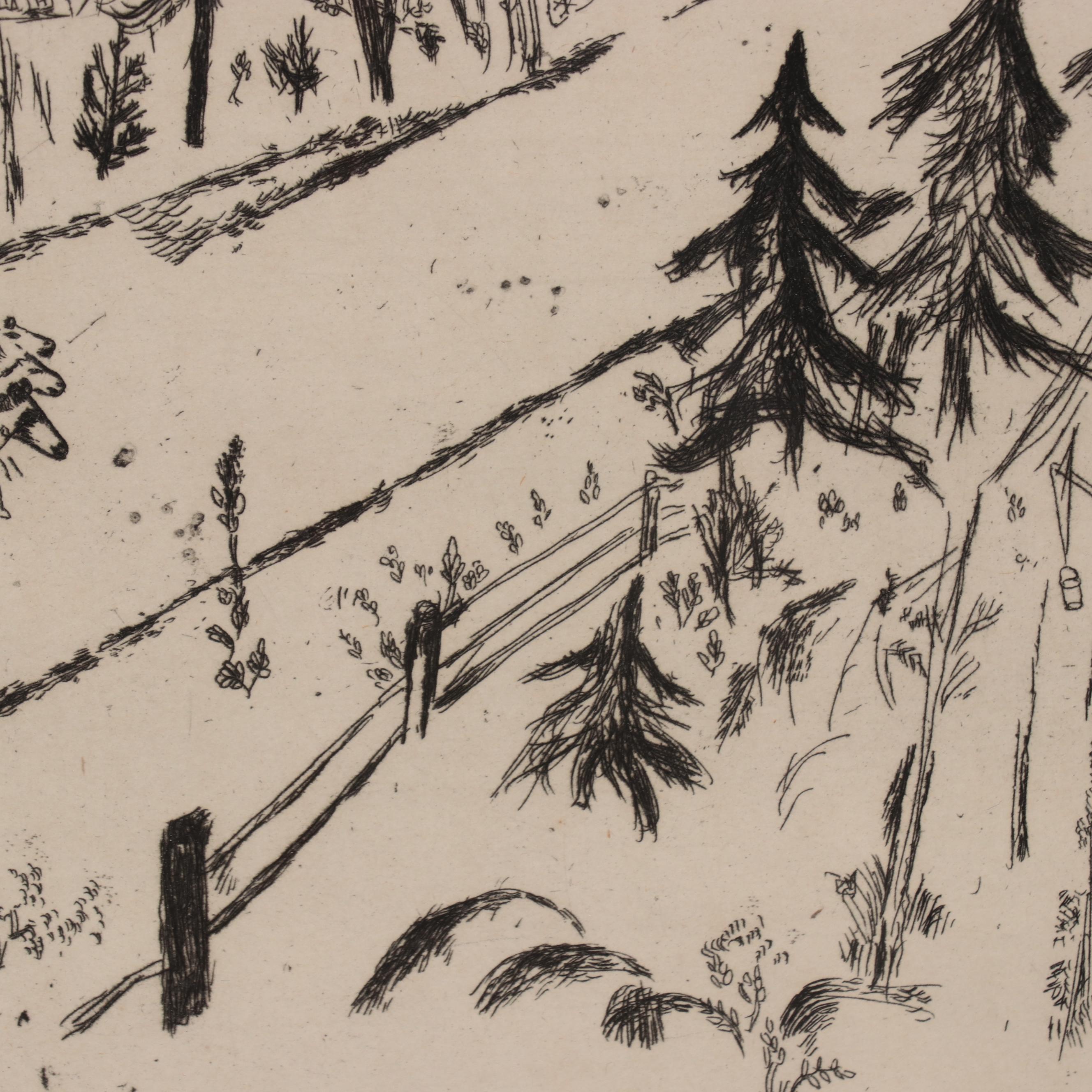 Marc Chagall Etching With Drypoint "En Chemin"