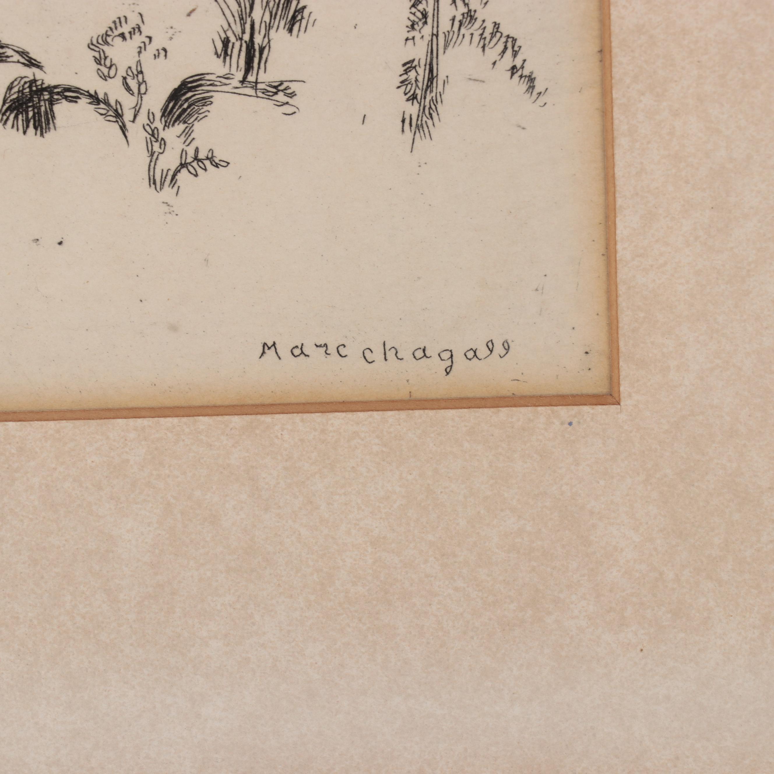 Marc Chagall Etching With Drypoint "En Chemin"