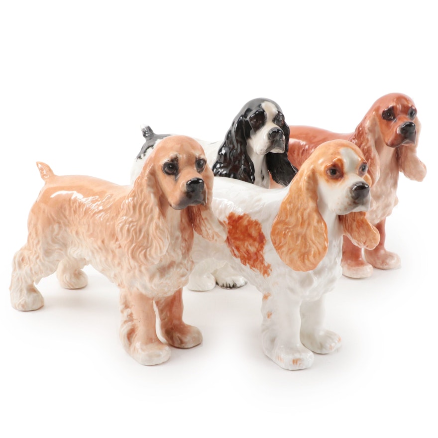 Boehm Porcelain Cocker Spaniel Figurines, Mid-20th Century