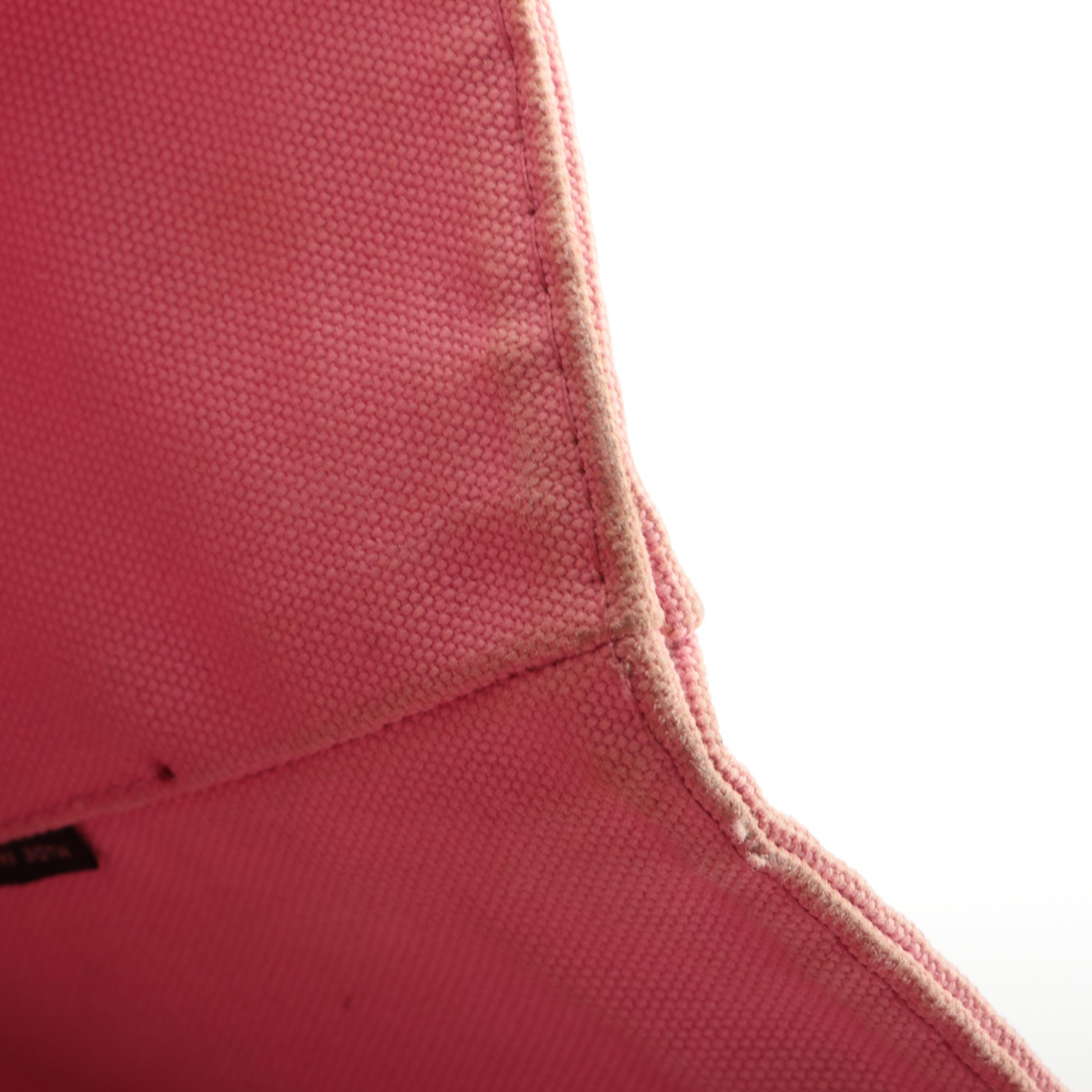 Prada Logo Open Tote Bag in Pink Cotton Canvas