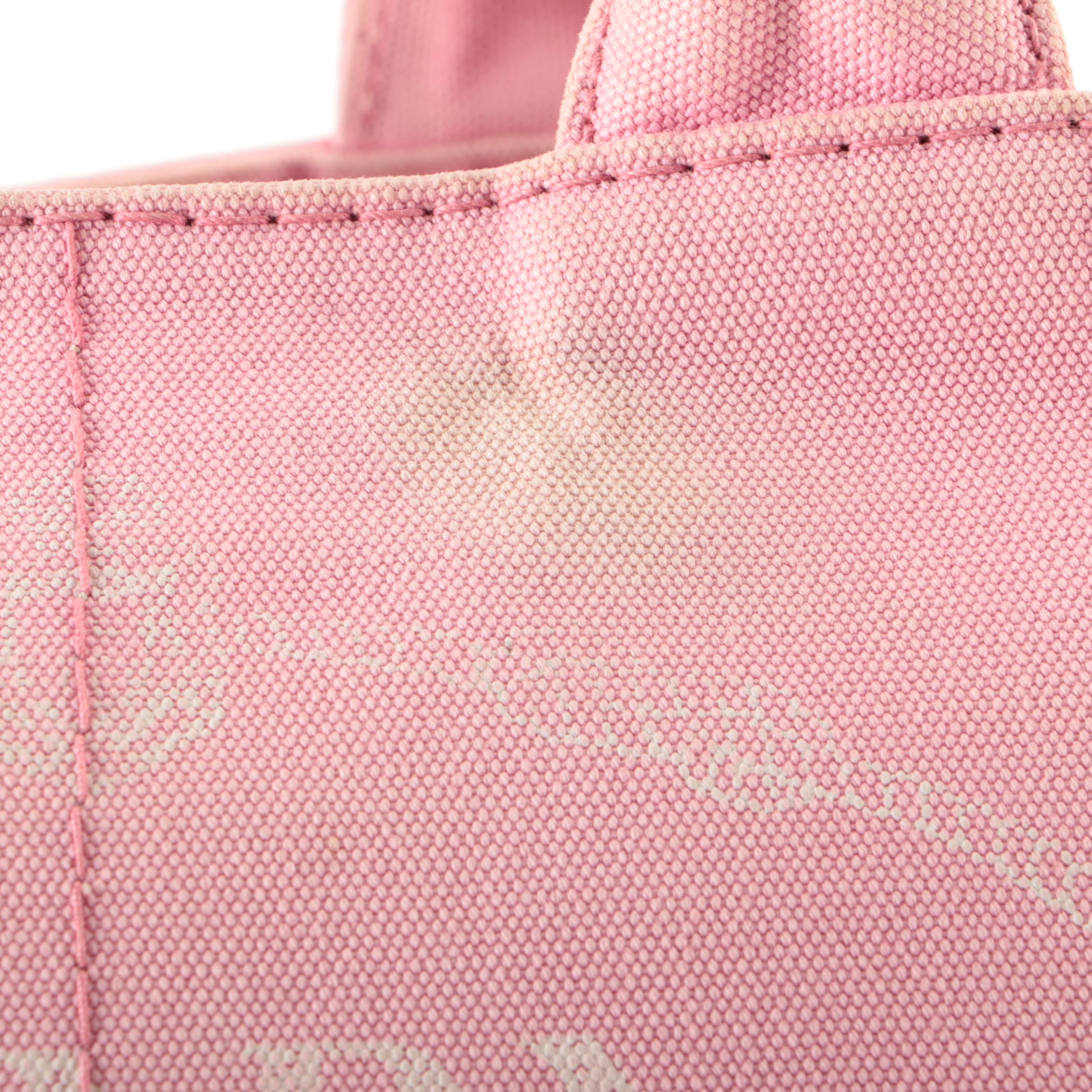 Prada Logo Open Tote Bag in Pink Cotton Canvas
