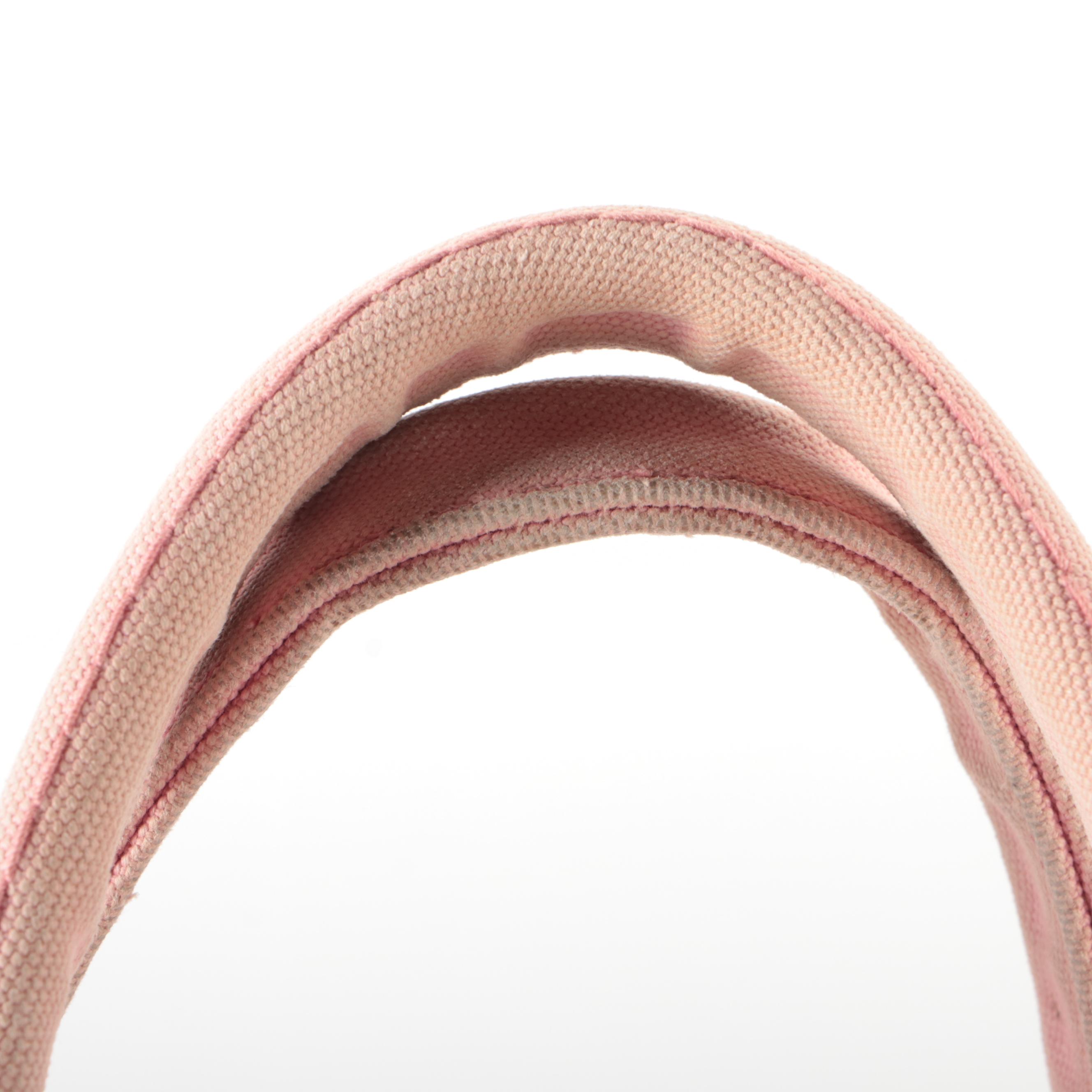 Prada Logo Open Tote Bag in Pink Cotton Canvas