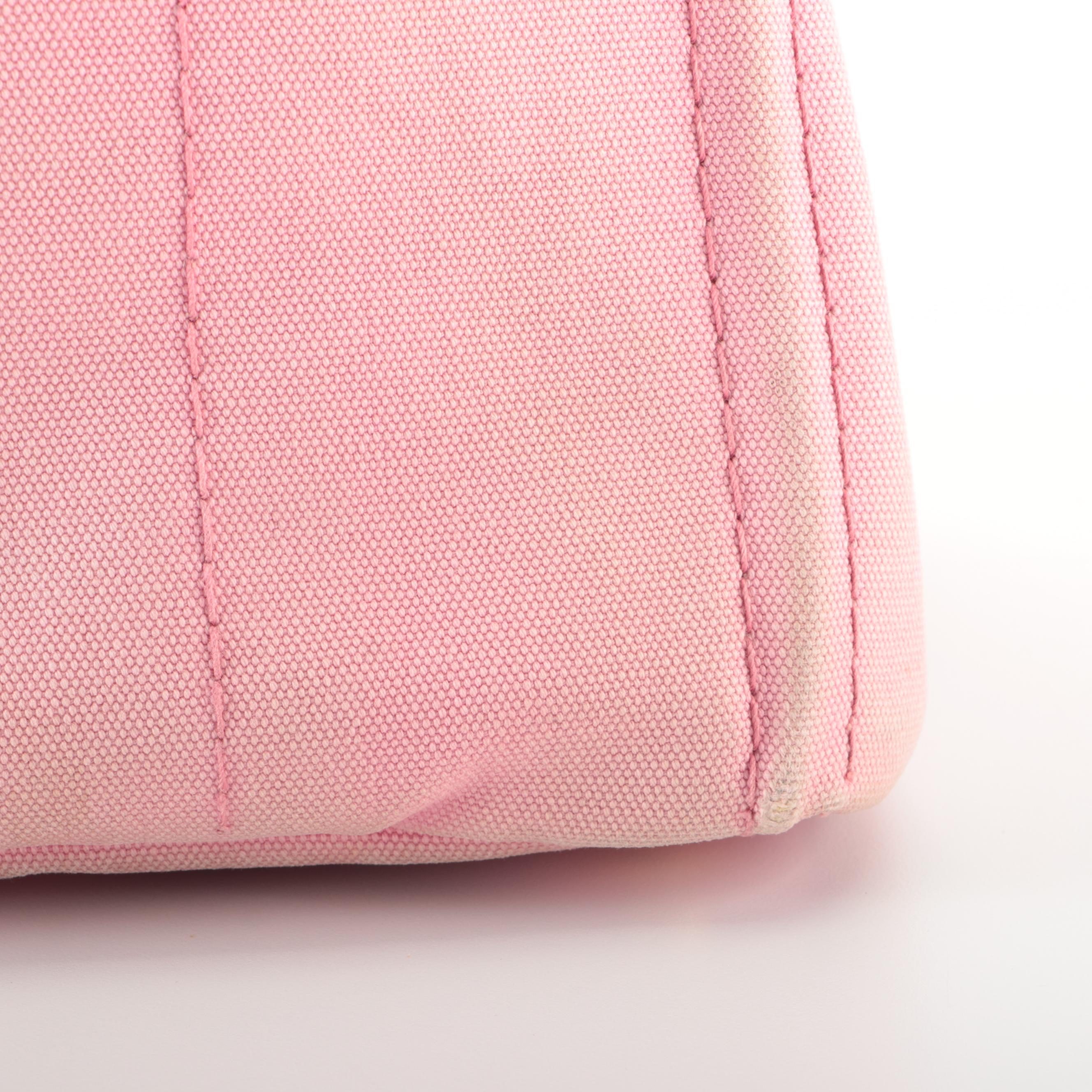 Prada Logo Open Tote Bag in Pink Cotton Canvas