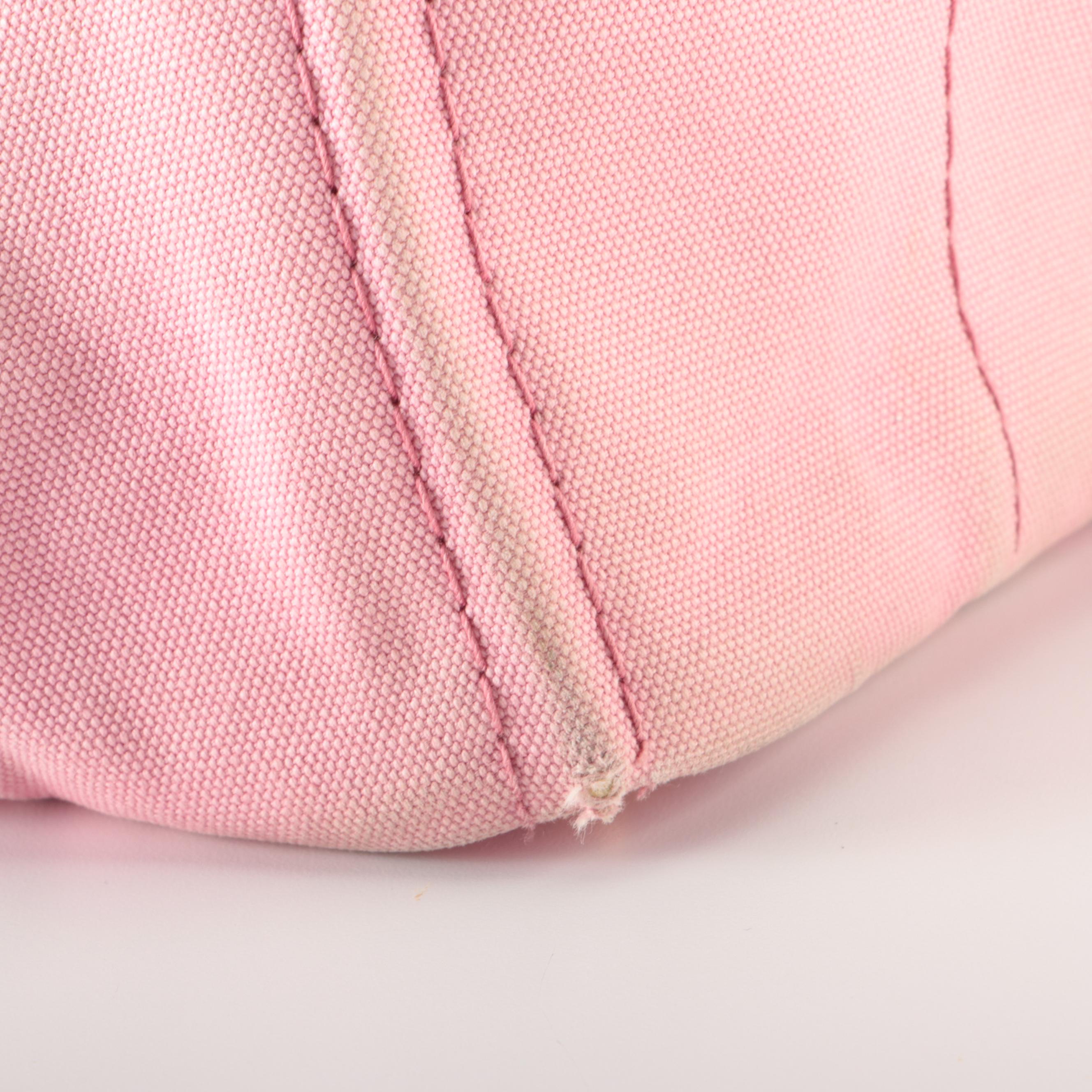 Prada Logo Open Tote Bag in Pink Cotton Canvas