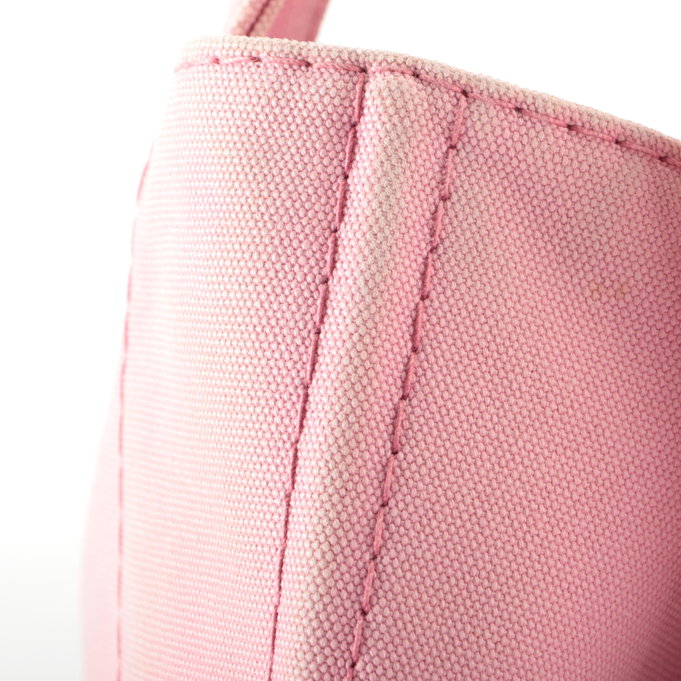 Prada Logo Open Tote Bag in Pink Cotton Canvas