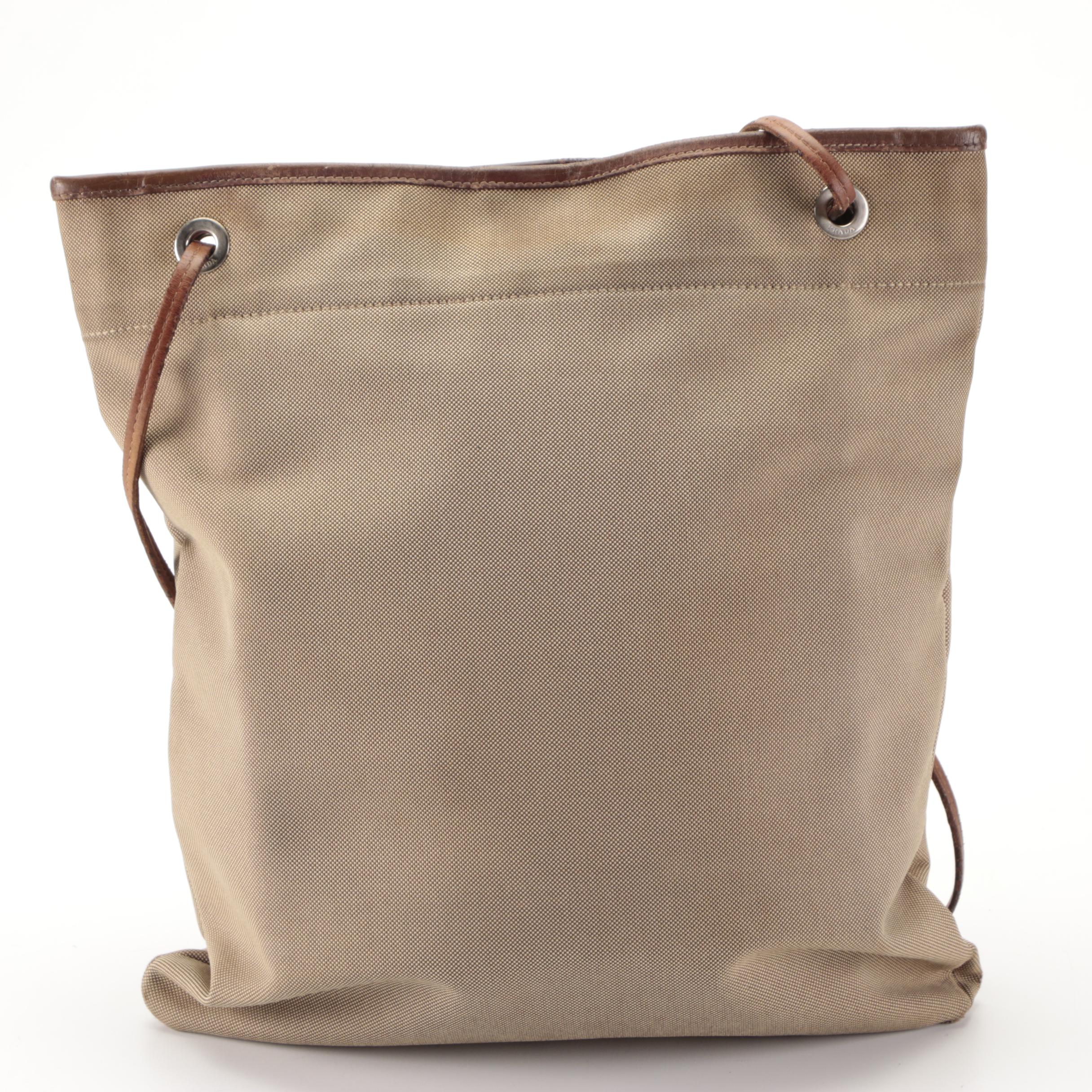 Prada Crossbody Bag in Logo Jacquard and Leather Trim