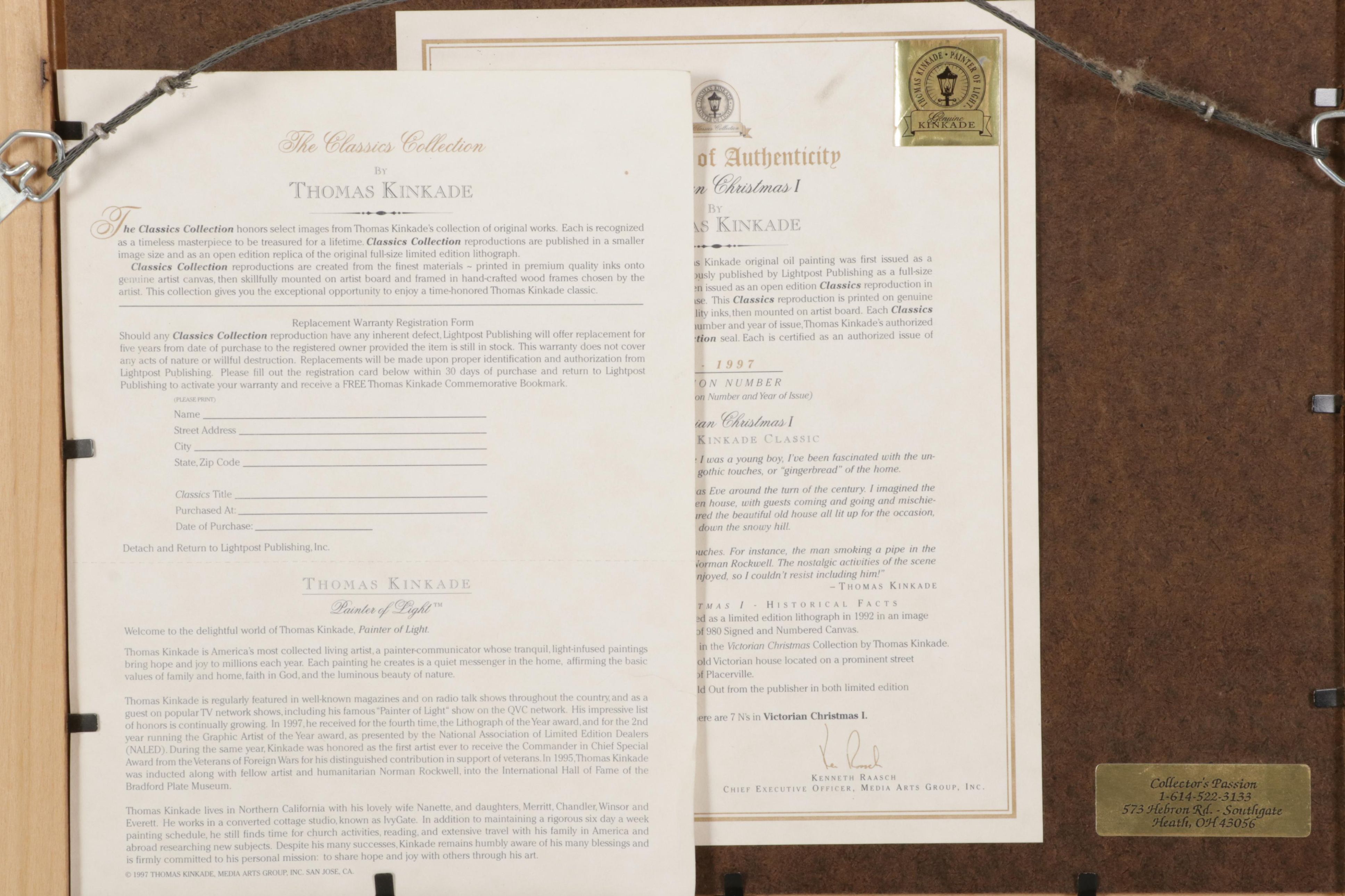 Offset Lithograph After Thomas Kinkade "Victorian Christmas I," 1997