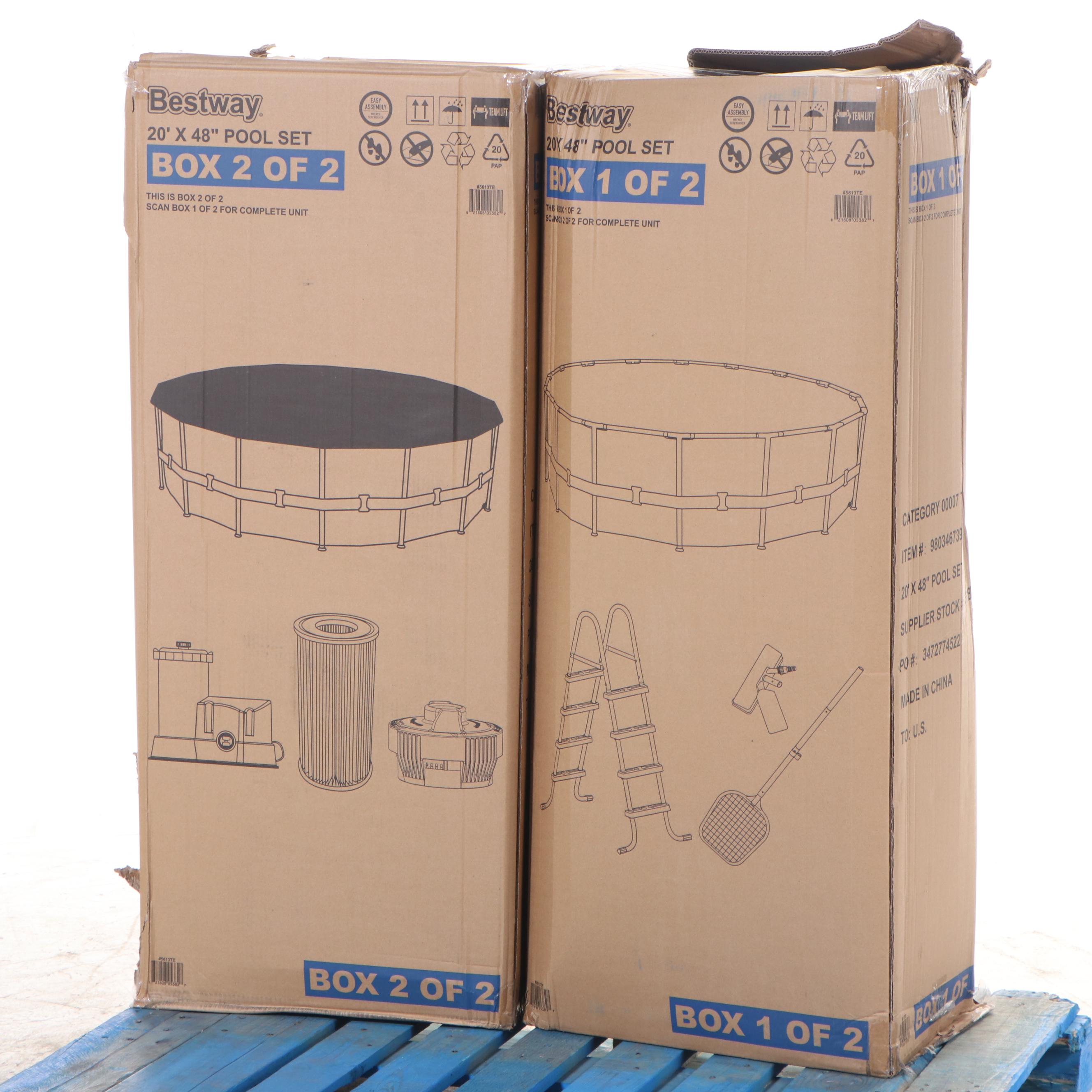 Bestway Power Steel Deluxe Series 20' x 48" Above Ground Pool Set and Floats