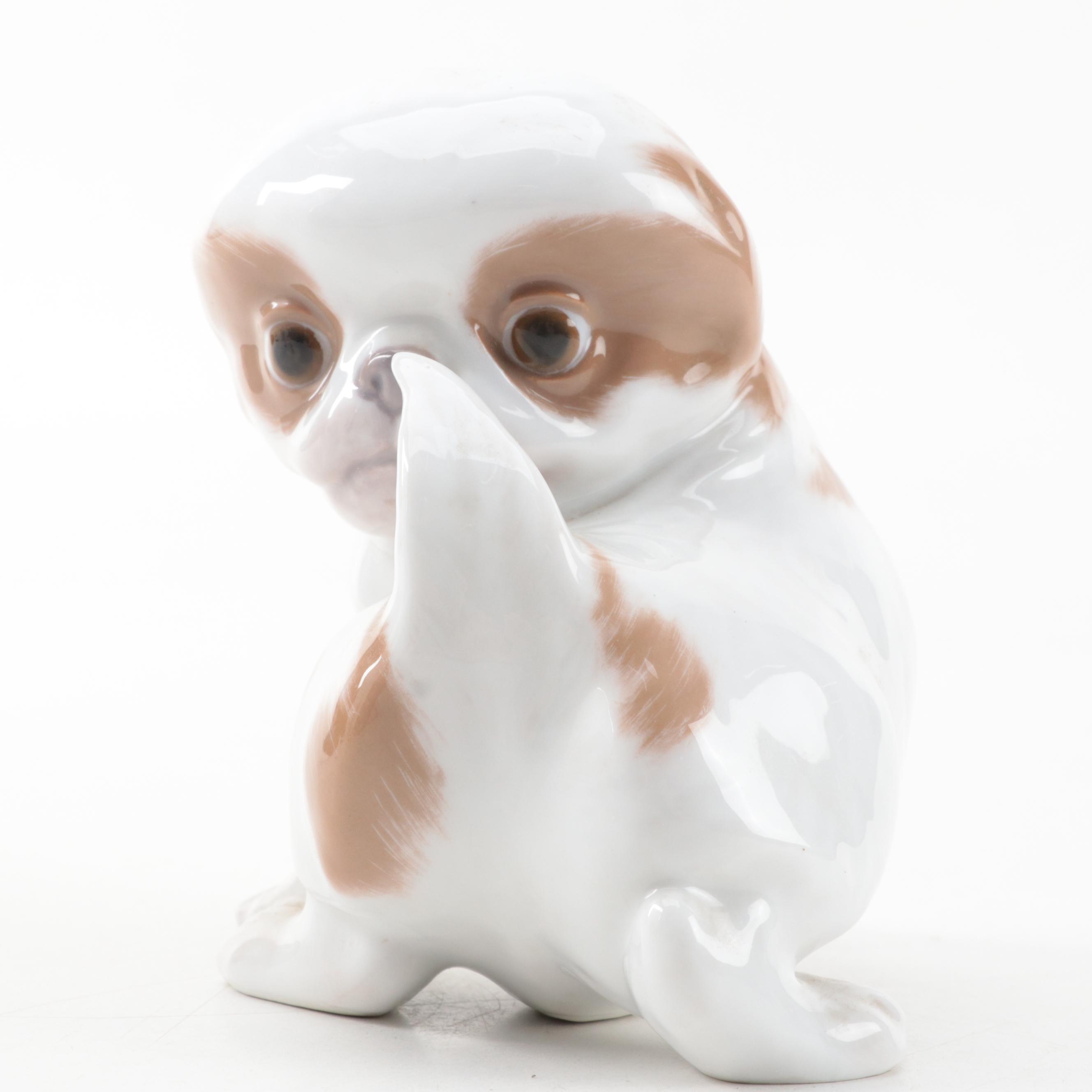 Royal Copenhagen and Bing & Grøndahl Porcelain Japanese Chin Puppy Figurines