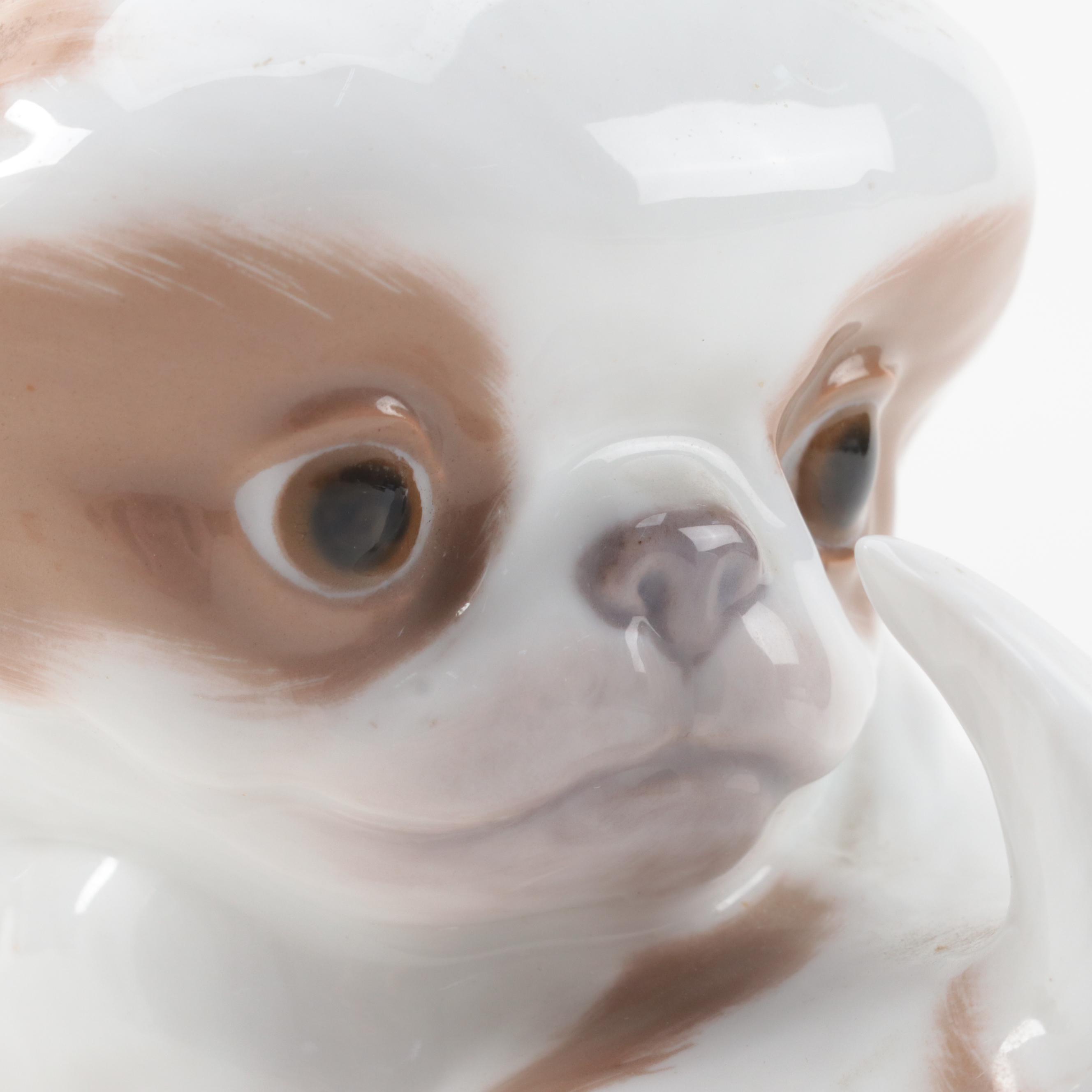 Royal Copenhagen and Bing & Grøndahl Porcelain Japanese Chin Puppy Figurines