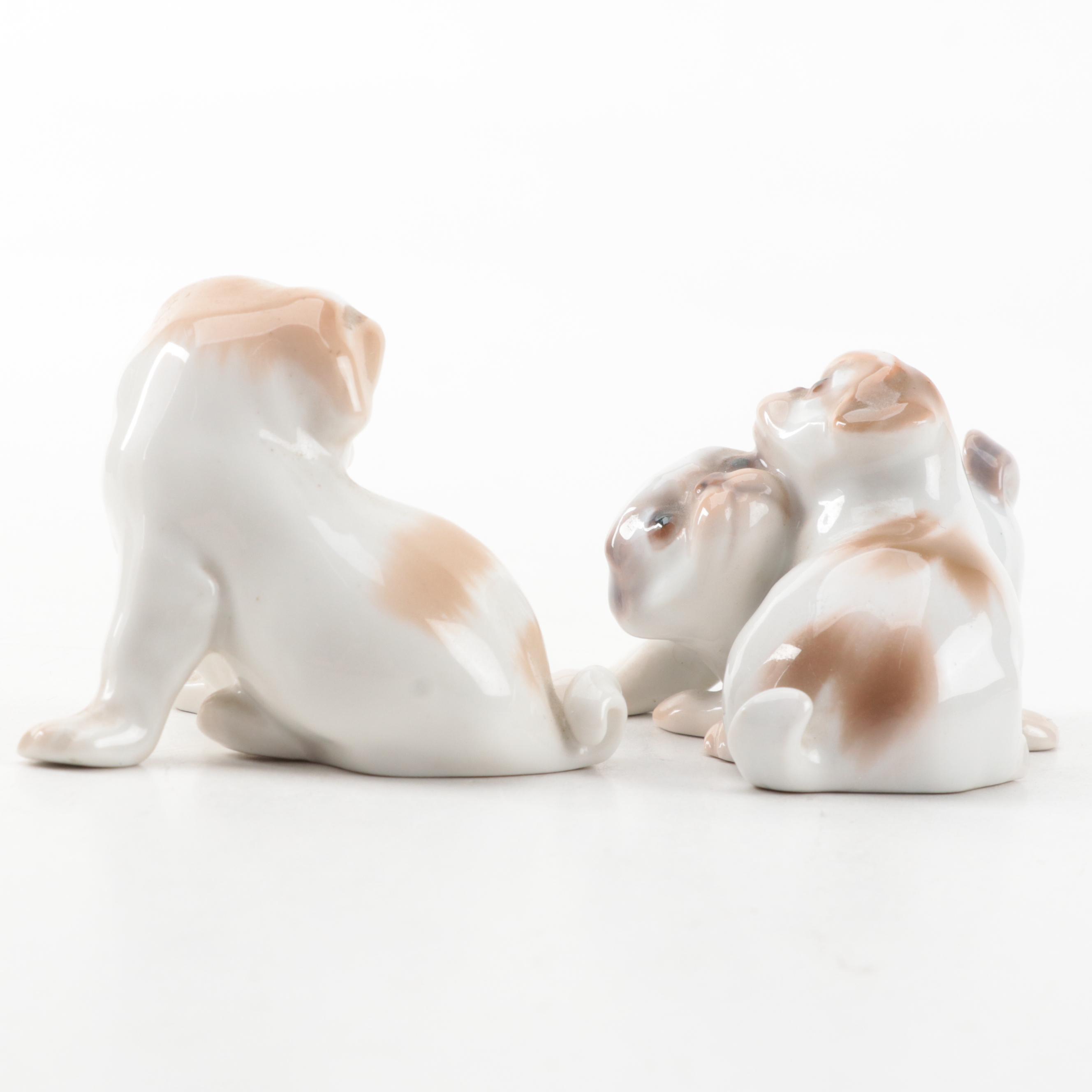 Royal Copenhagen and Bing & Grøndahl Porcelain Japanese Chin Puppy Figurines