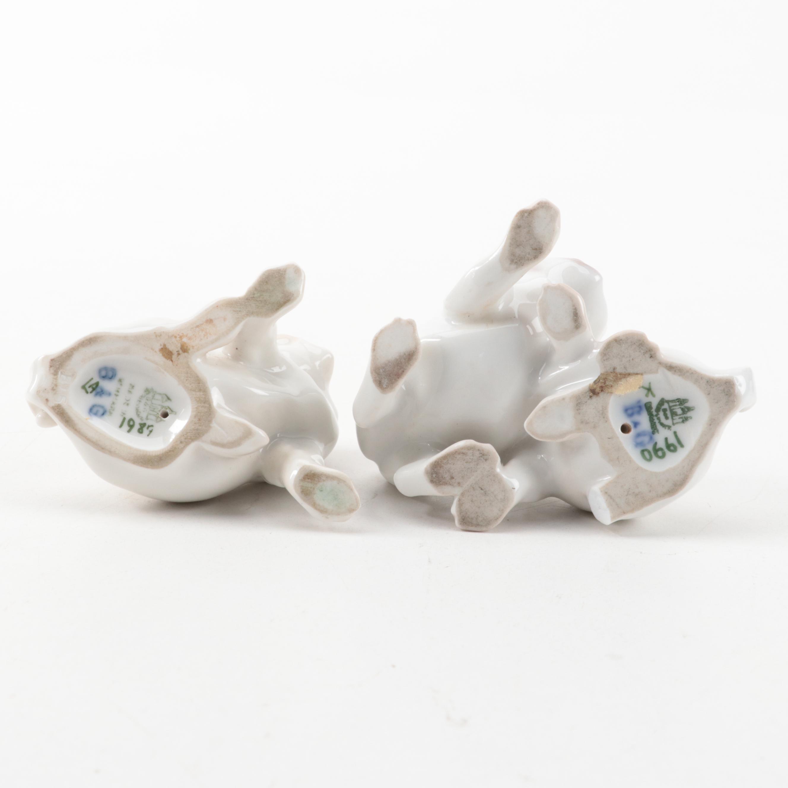 Royal Copenhagen and Bing & Grøndahl Porcelain Japanese Chin Puppy Figurines