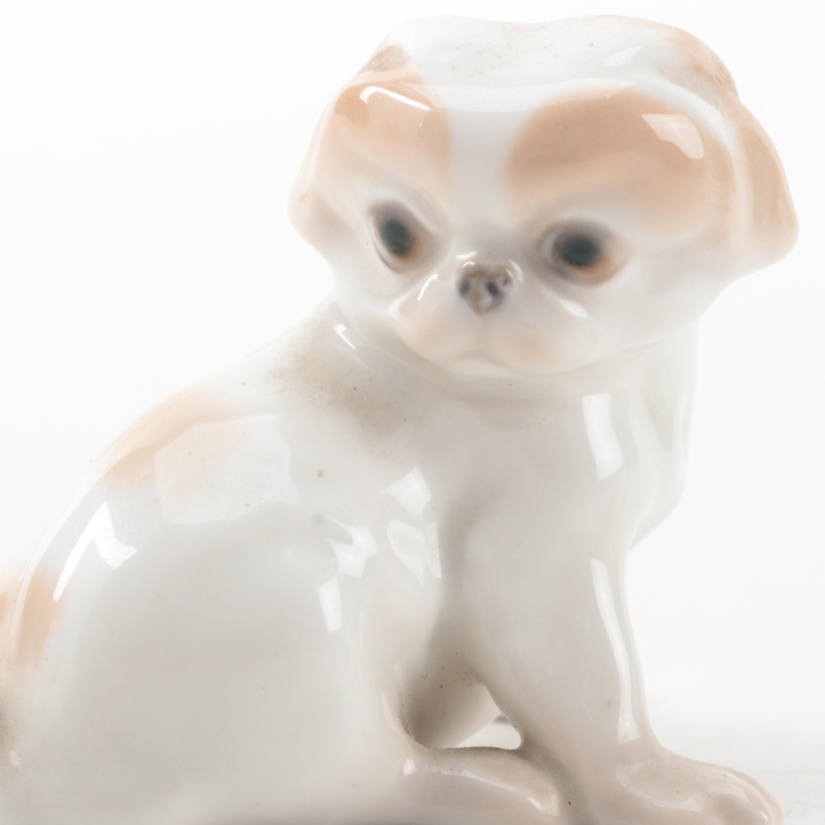 Royal Copenhagen and Bing & Grøndahl Porcelain Japanese Chin Puppy Figurines