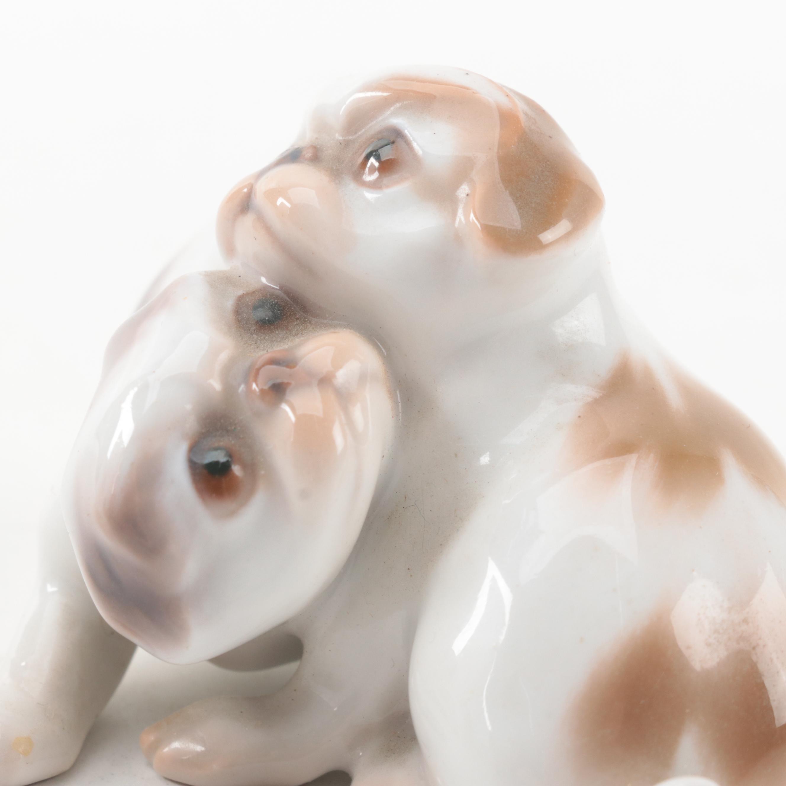 Royal Copenhagen and Bing & Grøndahl Porcelain Japanese Chin Puppy Figurines