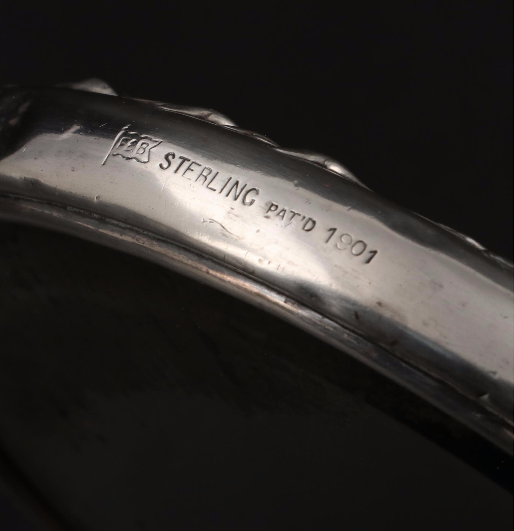 Foster & Baker Sterling Silver Hand Mirror with Sterling and Glass Vanity Jars