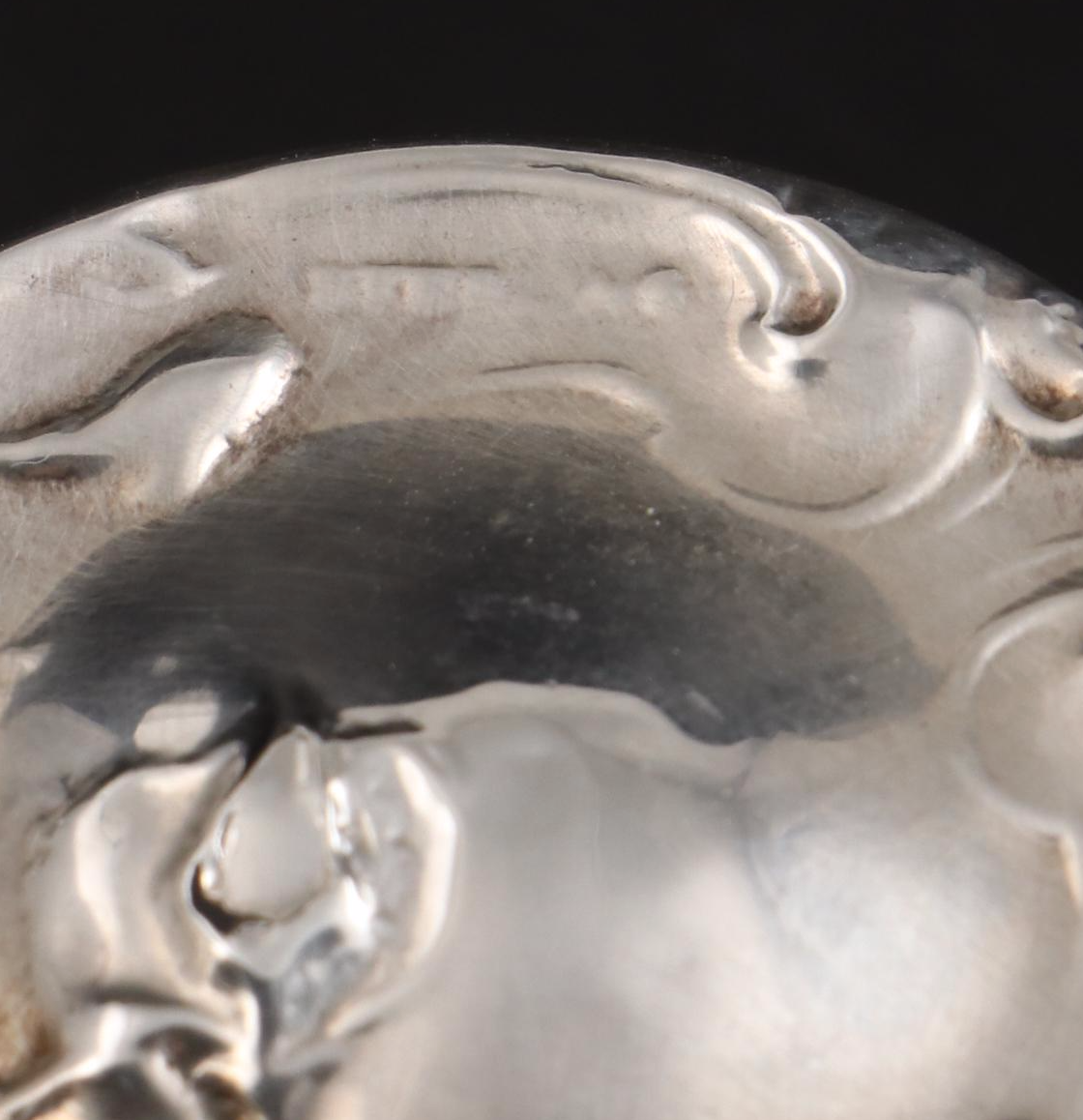 Foster & Baker Sterling Silver Hand Mirror with Sterling and Glass Vanity Jars