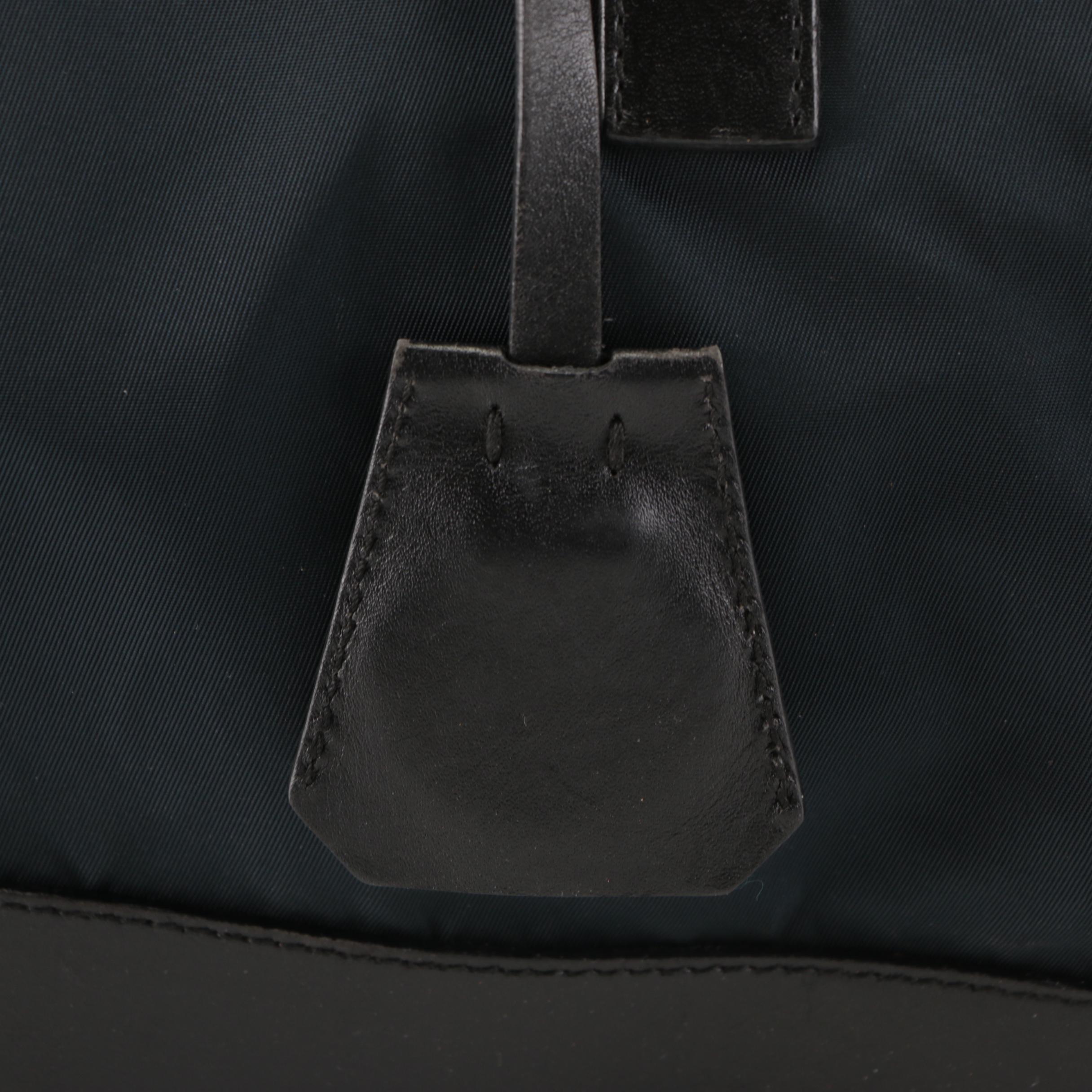 Prada Tessuto Shoulder Bag in Navy Nylon and Black Leather Trim