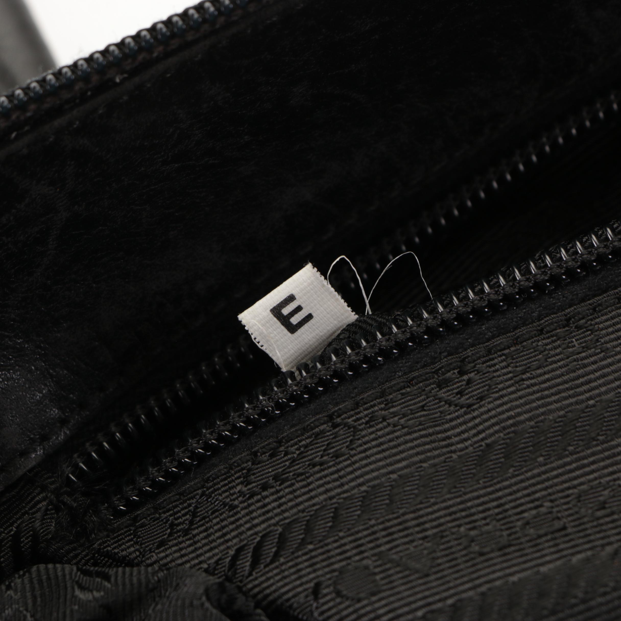 Prada Tessuto Shoulder Bag in Navy Nylon and Black Leather Trim