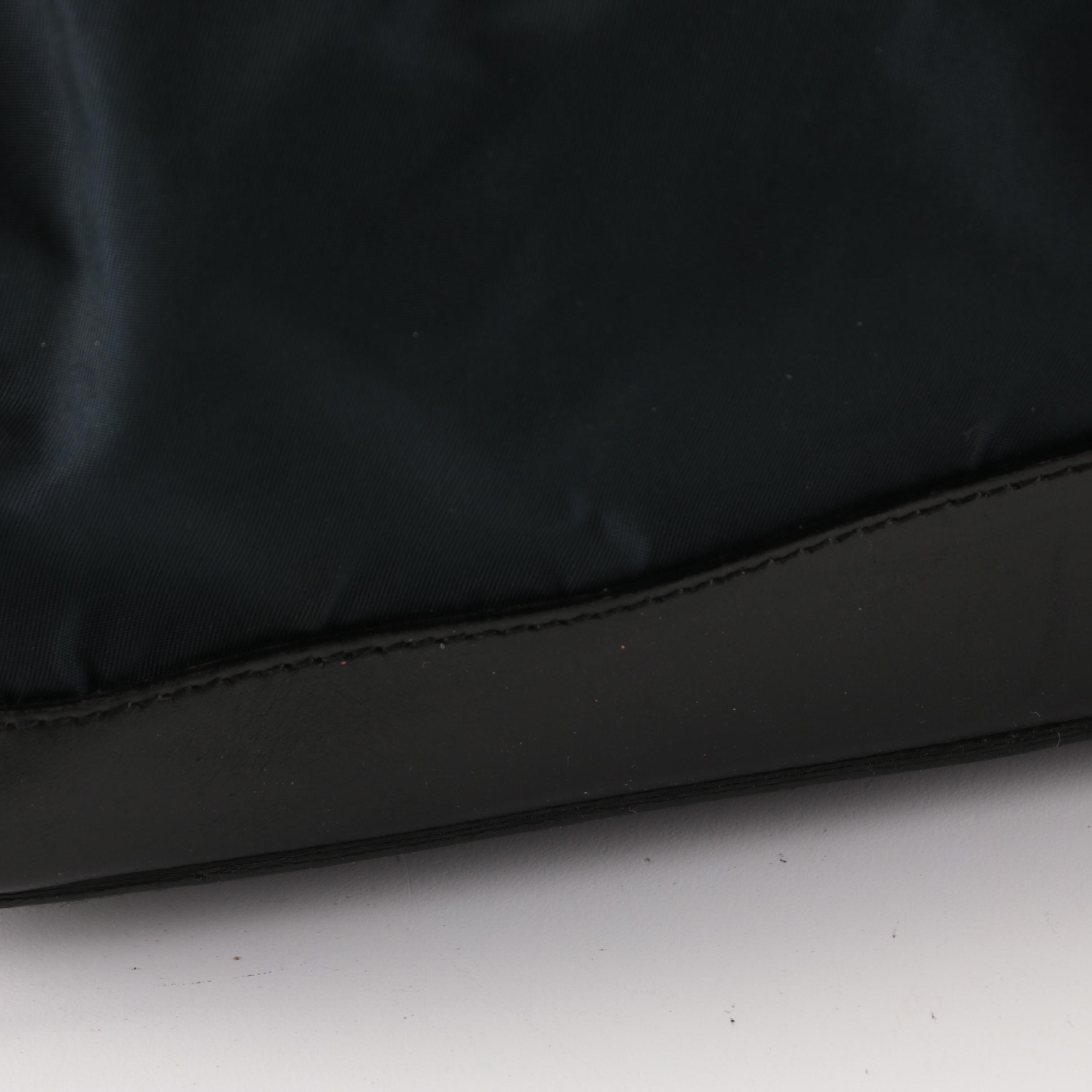Prada Tessuto Shoulder Bag in Navy Nylon and Black Leather Trim
