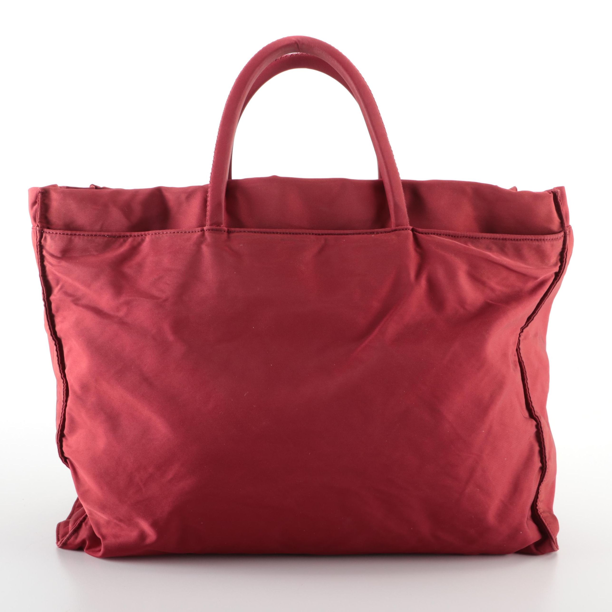 Prada Large Tote Bag in Burgundy Red Nylon