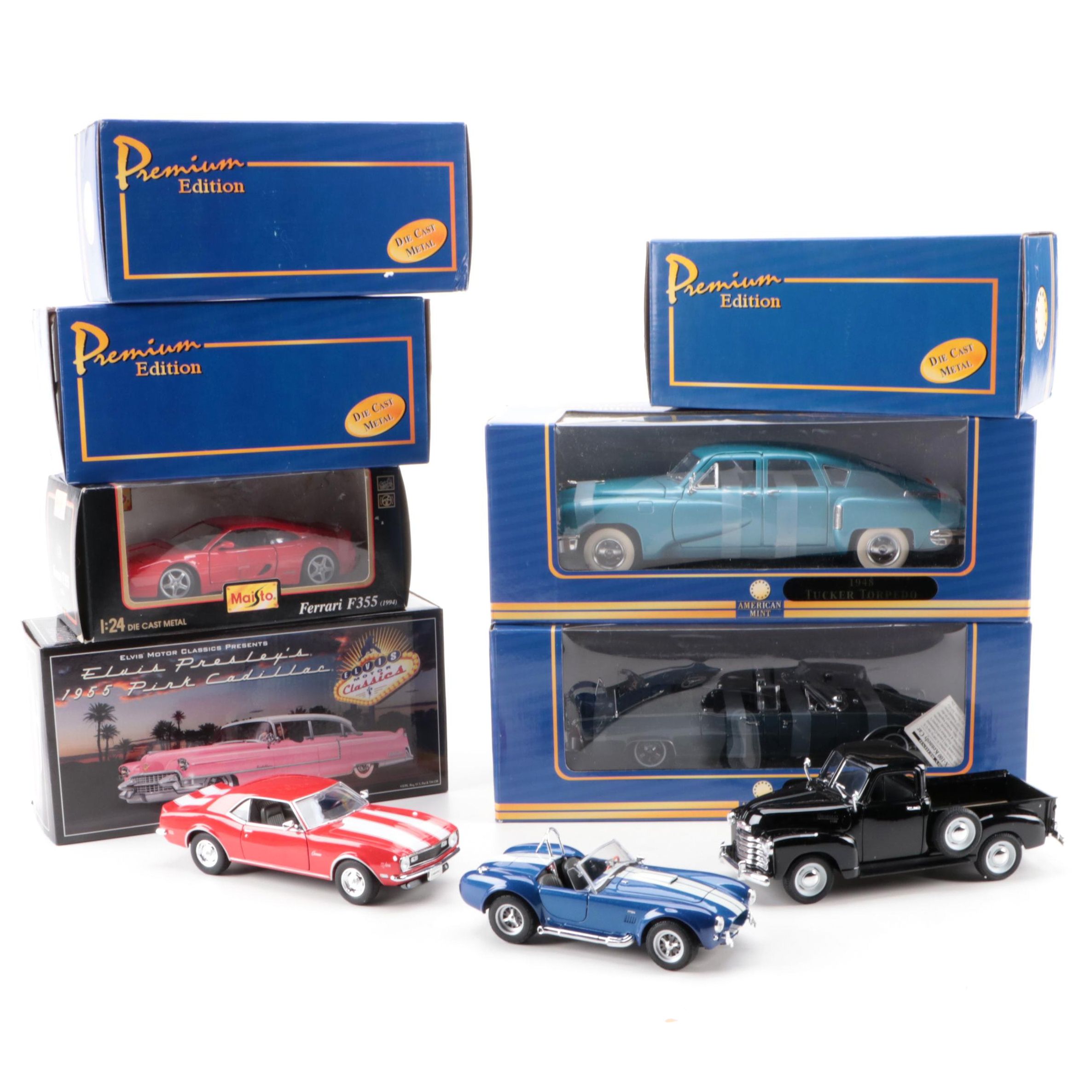 Elvis Motor Classics 1955 Pink Cadillac and Other Diecast Toy Cars